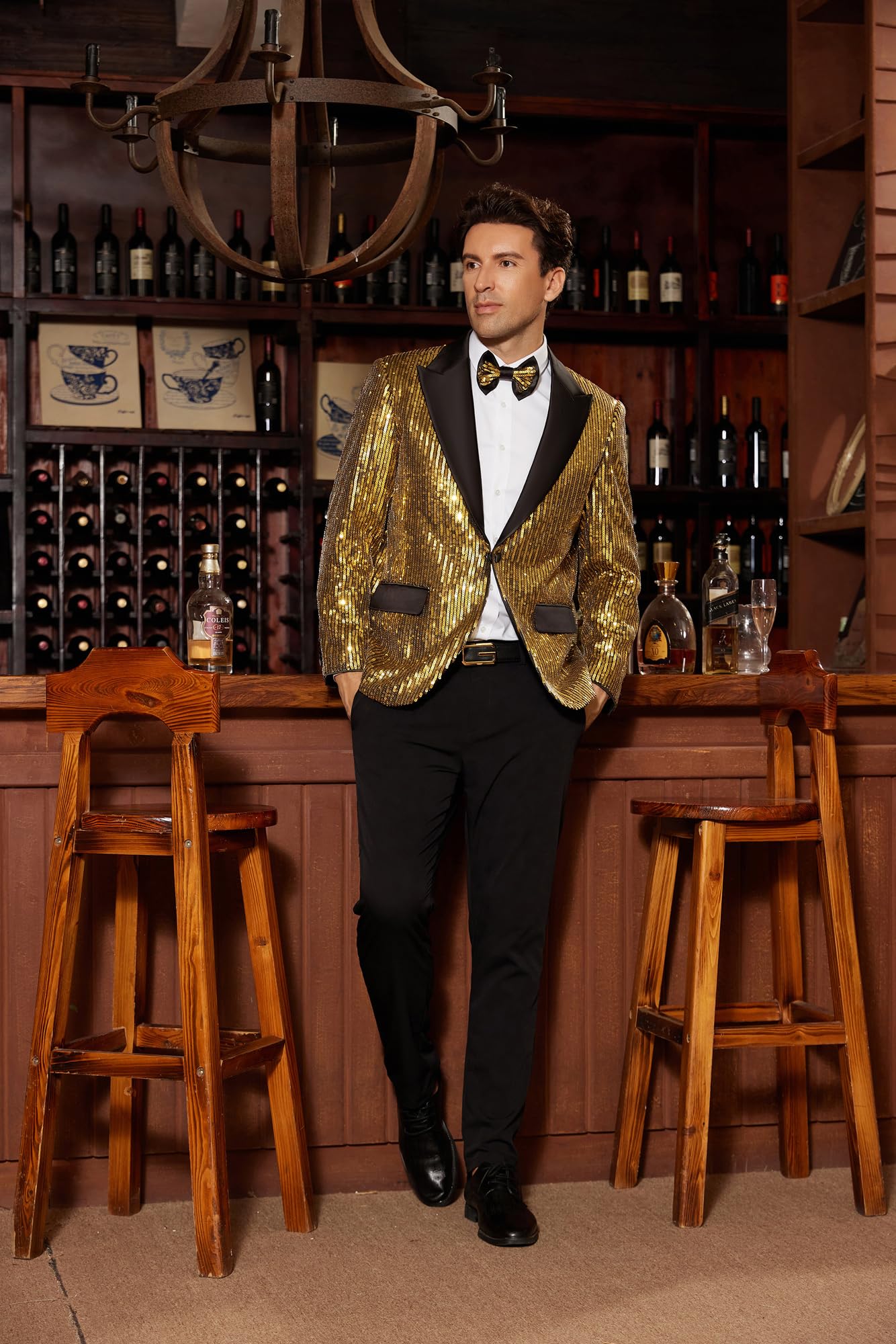 GRACE KARIN Men's Sequin Blazer Suit - Slim Fit One Button Sparkling Tuxedo Jacket for Prom, Wedding & Party | Formal Evening Wear & Special Occasion Outfit