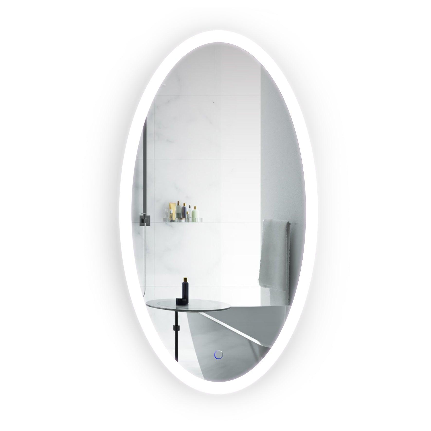 Krugg Sol Oval 24x44 Inch LED Bathroom Mirror with Adjustable Dimmer & Anti-Fog Technology - Perfect for Modern Vanities, Spa-Like Bathrooms & Luxury Home Decor
