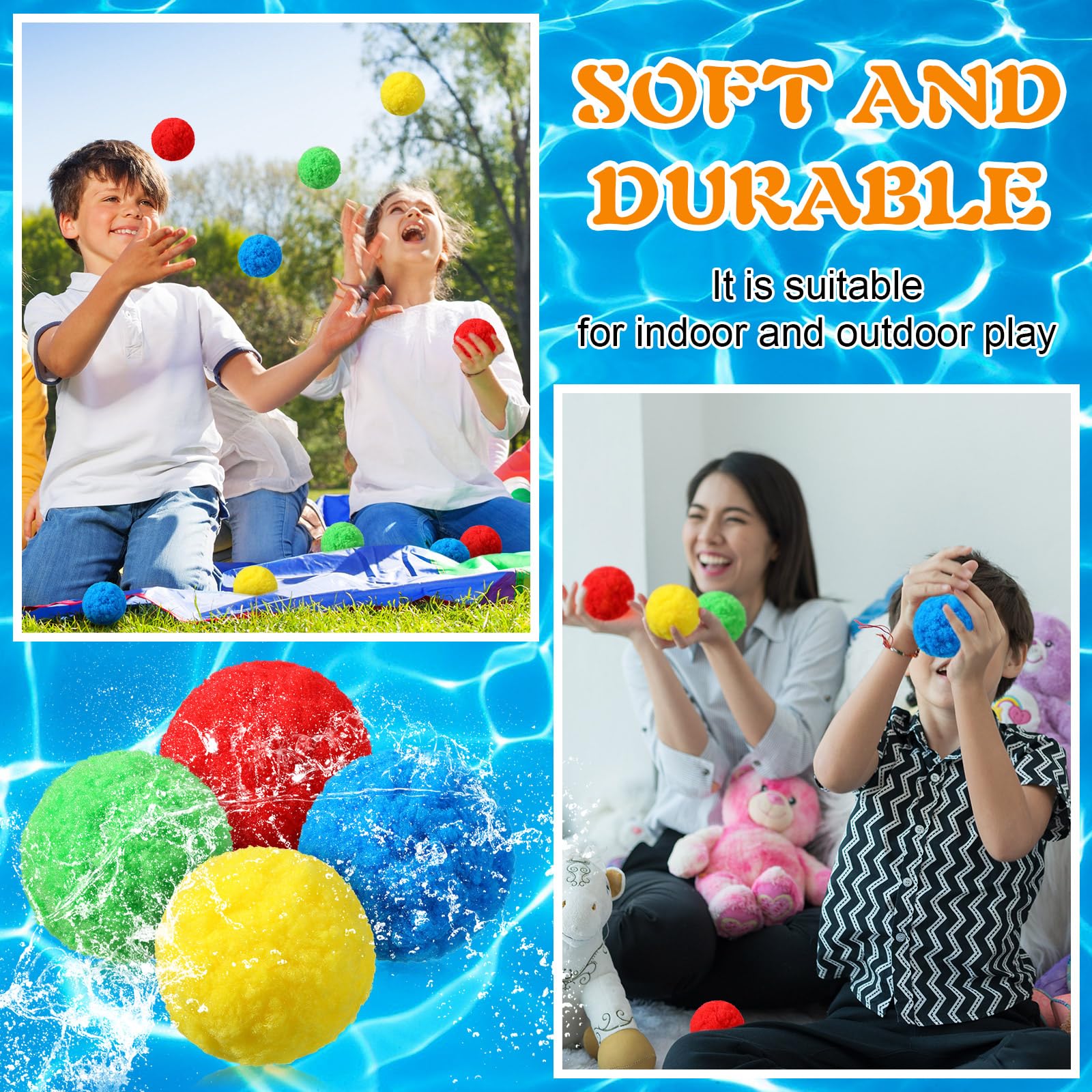 40 Pack Extra Large 3.94 Inch Reusable Water Balls - Soft Splash Balls for Outdoor Water Games, Pool Party Toys for Adults & Kids - Perfect for Summer Water Fights, Backyard Fun, Beach Activities and Poolside Entertainment