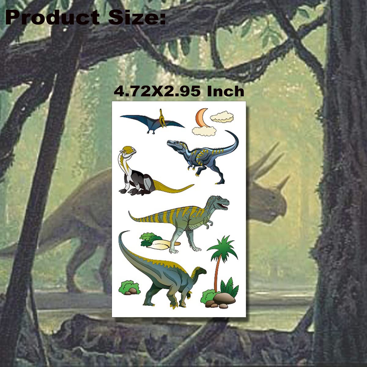 Glitter Dinosaur Temporary Tattoos for Kids - 24 Pack Dino Fake Tattoos for Boys & Girls, T-Rex Party Favors, Birthday Decorations - Perfect for Birthday Parties, Halloween Costumes & School Events