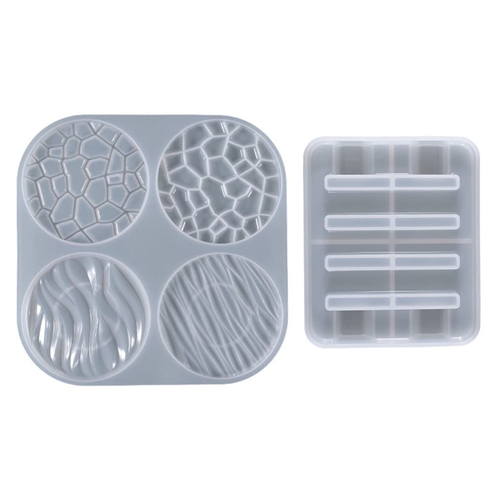 COHEALI 2-Piece Resin Coaster Mold Set - DIY Epoxy Casting Silicone Molds for Coasters, Soap Dishes & Jewelry Trays - Perfect for Home Decor, Craft Projects & Unique Gift Making - White Resin Art Molds for Creative DIY Cups Mats & Tabletop Decorations