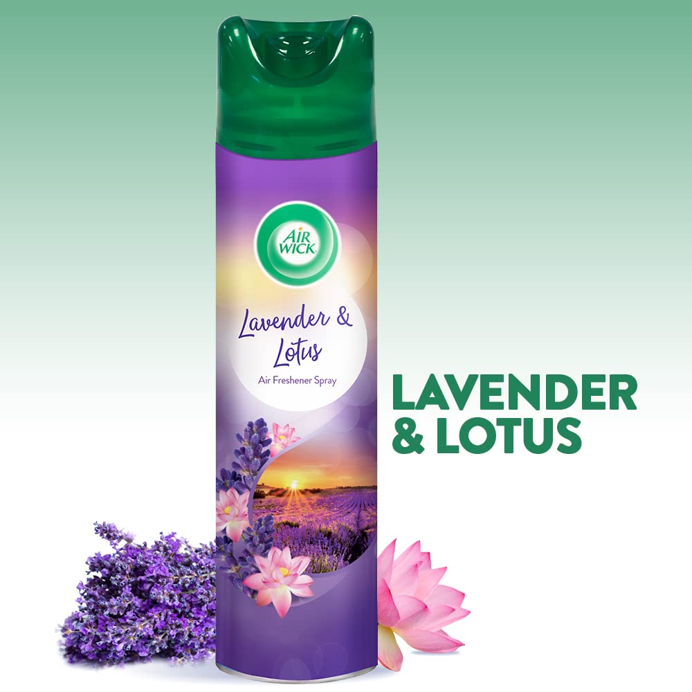 Air Wick 245ml Lavender & Lotus Room Air Freshener Spray - Long Lasting Fragrance for Home, Bathroom & Office | Eliminates Odors | Perfect for Living Rooms, Bedrooms & Small Spaces