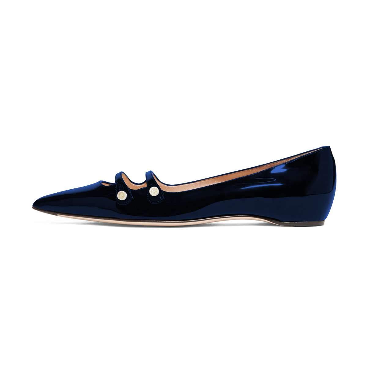 YDN Women's Comfortable Pointed Toe Flats with Hidden Low Heels & Adjustable Straps - Slip On Pumps for Office, Wedding & Daily Wear