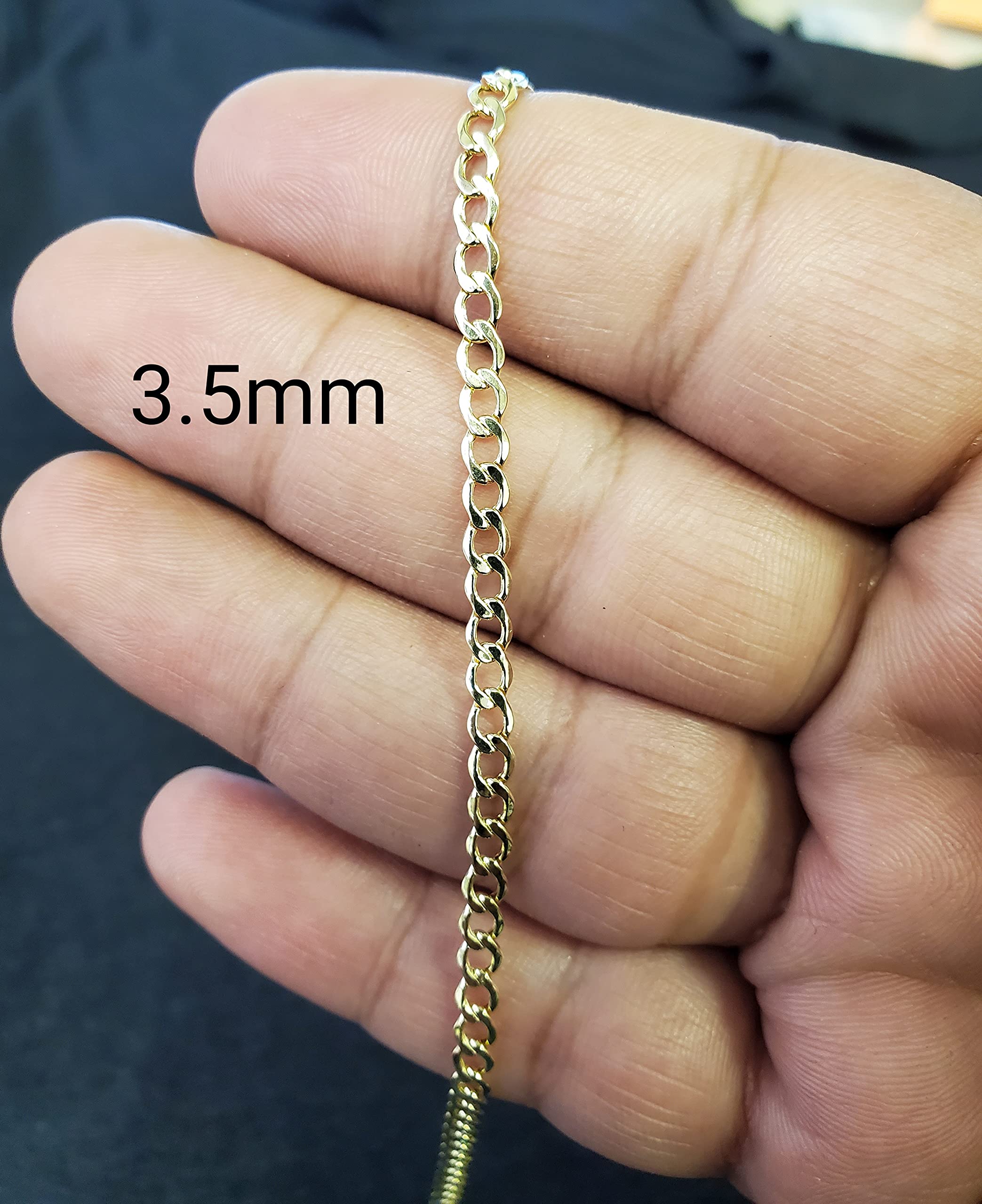 10k Yellow Gold Hollow C-Link Bracelet for Men & Women - 3.5mm Adjustable Chain Anklet or Wrist Jewelry - Perfect for Everyday Wear, Gifts & Special Occasions