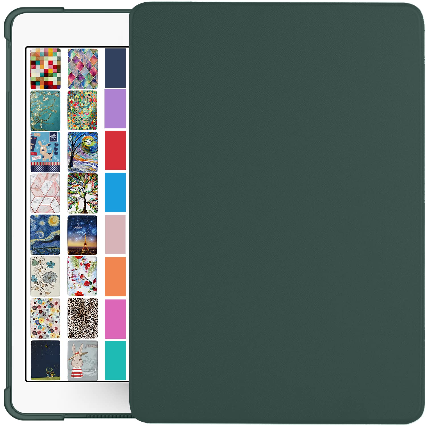 DuraSafe Shockproof Protective Case for iPad 5th/6th Gen & iPad Air 1st/2nd Gen (9.7 Inch) - Slim Soft TPU Full Body Cover with Auto Wake/Sleep (Model A1893 A1822 A1566) - Dark Green - Perfect for Work, Travel & School Use