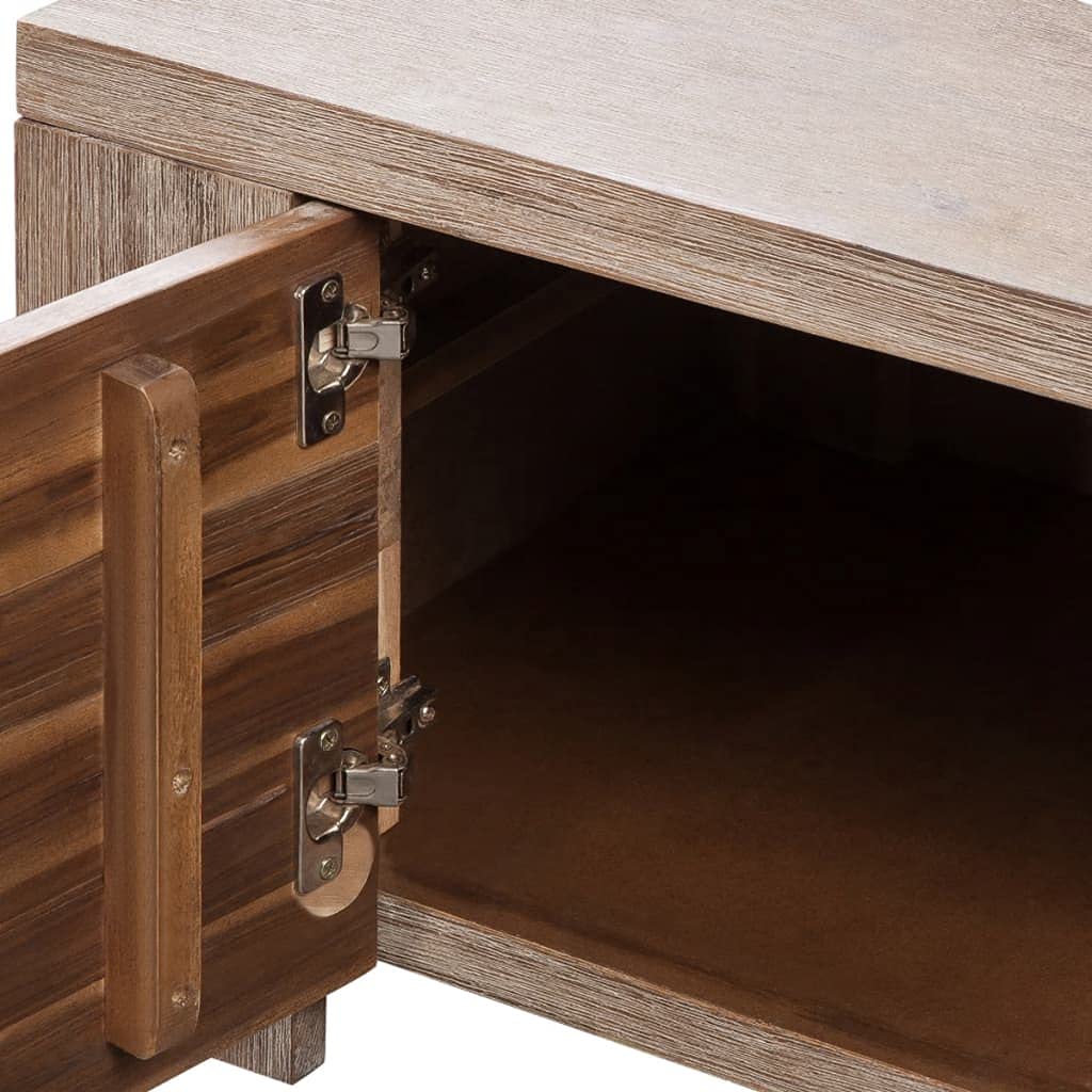Rustic TV Stand 55 Inch, Solid Acacia Wood Entertainment Center with 2 Cable Outlets & Storage Doors – Perfect for Living Room, Bedroom, or Home Theater Setup