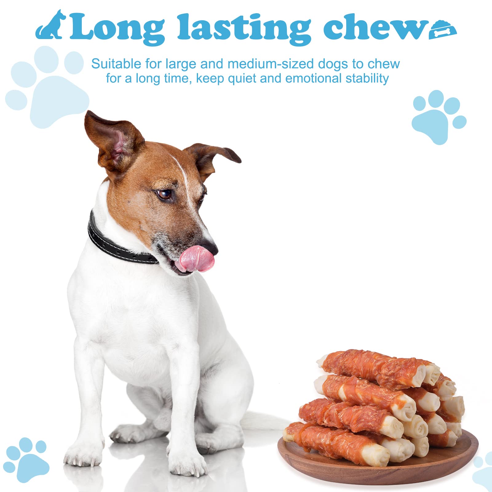 Premium Chicken Wrapped Rawhide Dog Chews - Healthy, Long-Lasting Dental Treats for Large Breed Dogs (1 lb/454g) - Perfect for Training Rewards & Anxiety Relief
