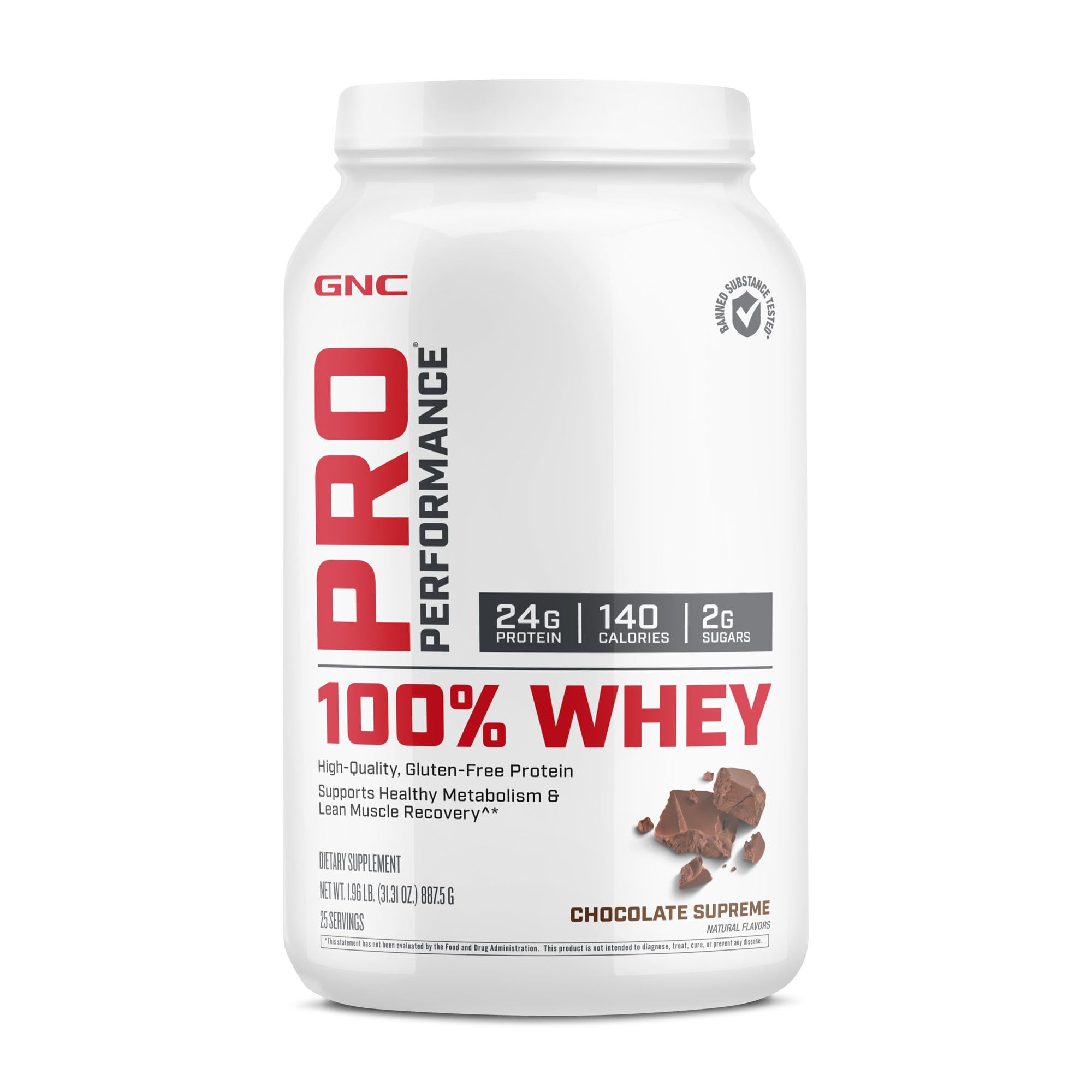 GNC Pro Performance 100% Whey Protein Powder - Chocolate Supreme Flavor | 25 Servings for Muscle Recovery & Metabolism Support | Ideal for Post-Workout, Weight Management & Fitness Enthusiasts