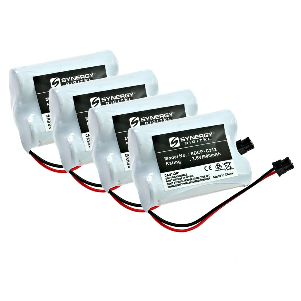 Synergy Digital Rechargeable Ni-CD Cordless Phone Batteries - 4 Pack, 3.6V 900mAh Replacement for Sony BP-T38 Battery, Compatible with Sony S2730 Cordless Phones | Home & Office Communication Solution
