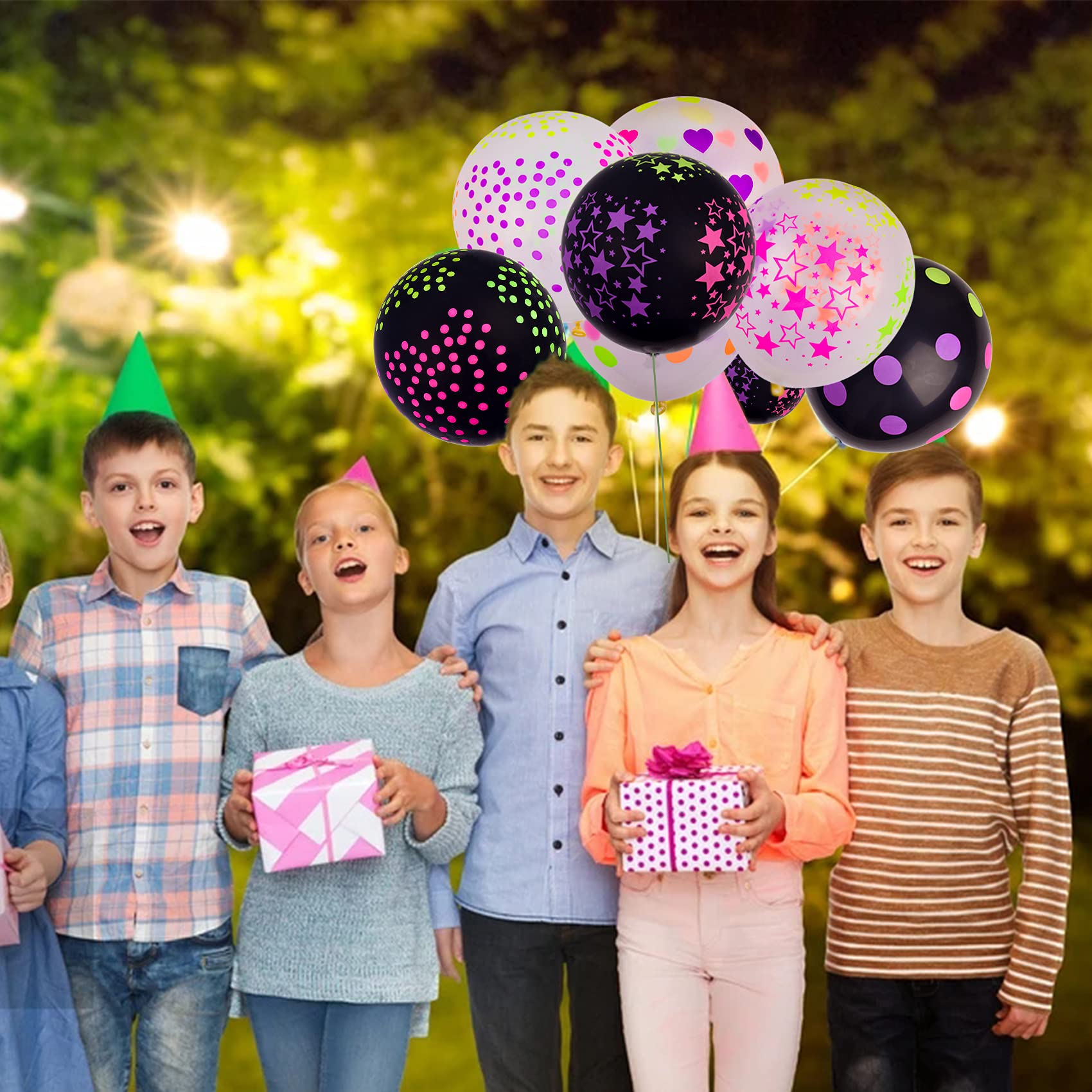 35Pcs Neon Balloons Blacklight Party Set - 12