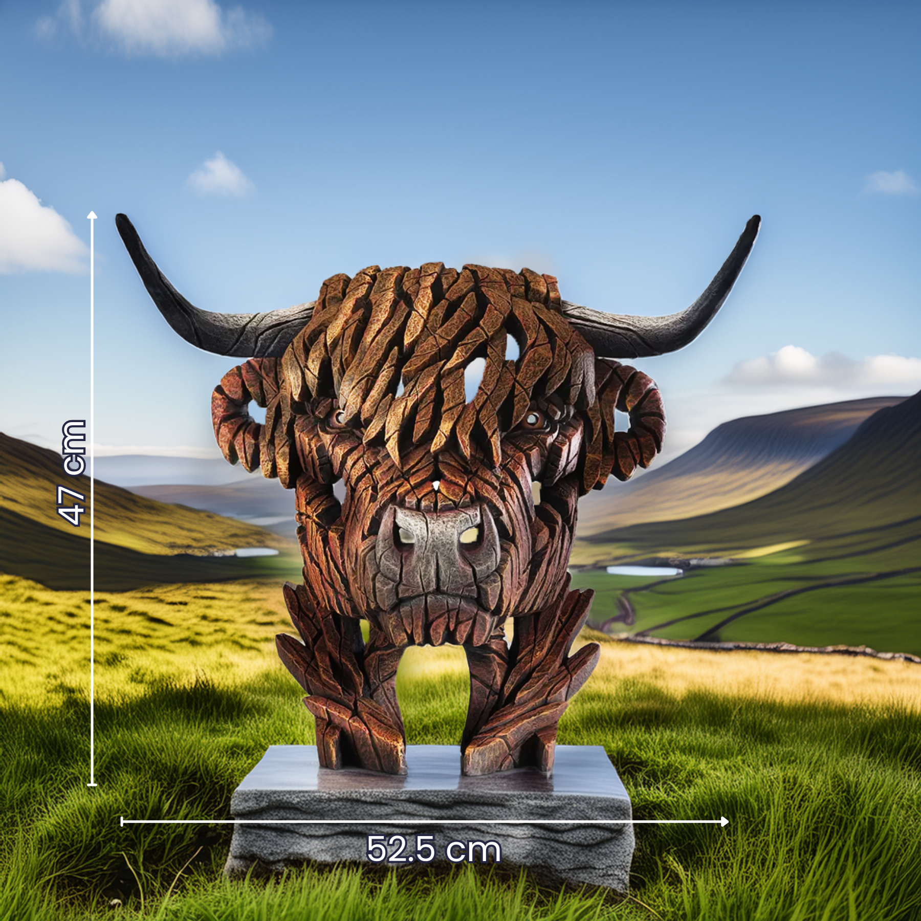 Highland Cow Bust Sculpture - Handcrafted Edge Art for Home & Office Decor | Perfect for Farmhouse, Rustic, and Western Themed Interiors
