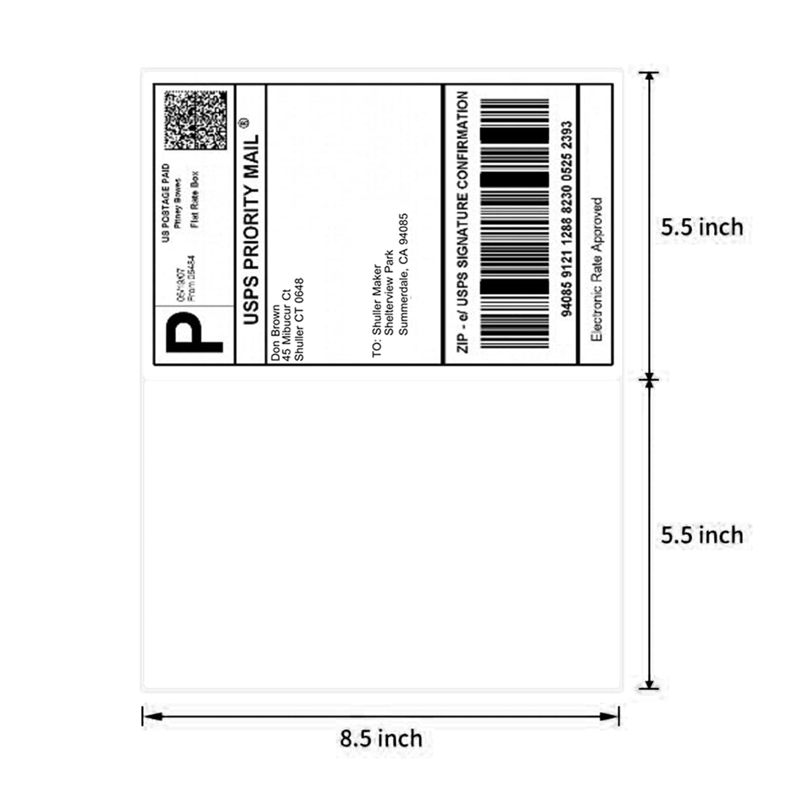 LabelMore Half Sheet Self-Adhesive Shipping Labels for Laser & Inkjet Printers - White (10000 Labels) - Perfect for E-commerce, Business Shipping & Package Labeling