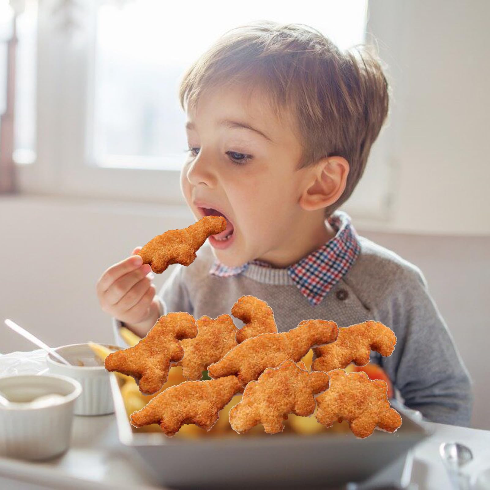 Palksky 4-Piece Silicone Dinosaur Molds for Chicken Nuggets, Popsicles & Chocolate Candy Making - Perfect for Kids' Parties, Baking & DIY Treats