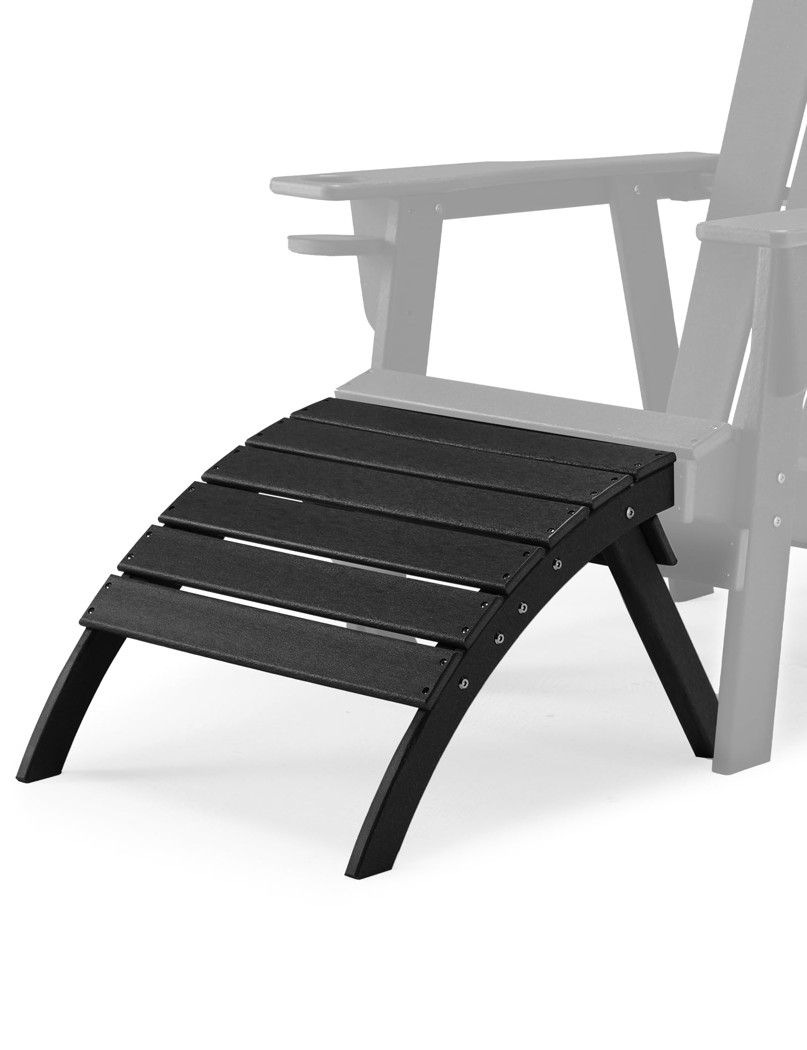 Premium Folding Adirondack Ottoman - All-Weather HDPE Outdoor Footrest for Adirondack Chairs | Patio, Backyard & Garden Decor | Space-Saving Storage Solution (Black) | Perfect for Relaxing by the Pool or Fire Pit