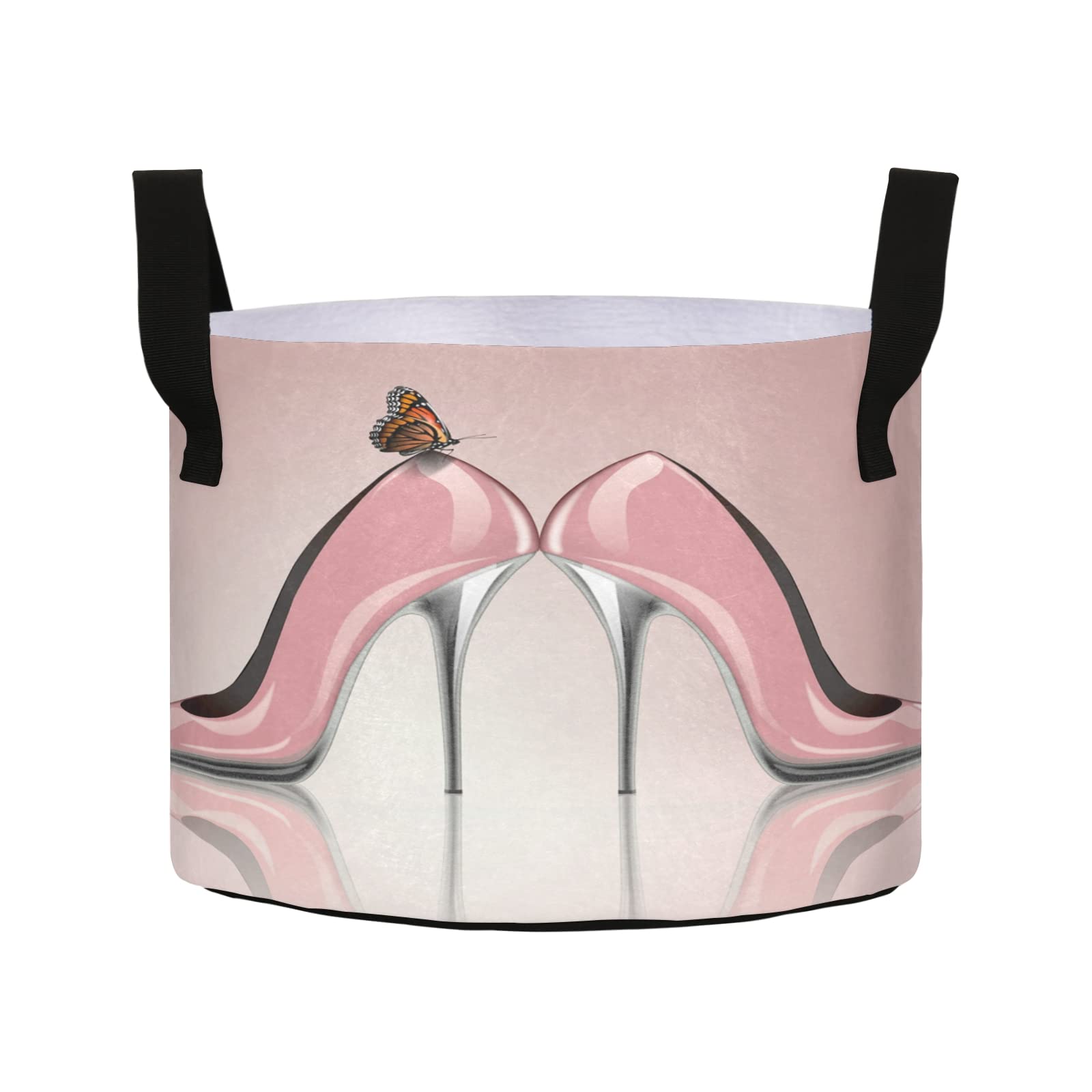 Elegant Pink High Heel Shoe Shaped Grow Bags - 7 Gallon Nonwoven Fabric Plant Pots with Aeration & Strap Handles for Gardening, Flowers, Vegetables | Perfect for Indoor/Outdoor Planting, Balcony Gardens & Home Decor