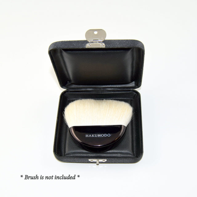 Professional Po951Bk Fan Brush with Compact Travel Case [HB1396] - Perfect for Makeup Artists & On-the-Go Touchups
