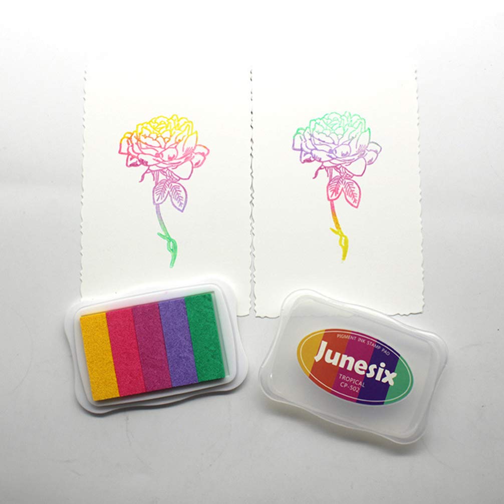5 Colorful Gradient Ink Stamps for Kids - Fun Craft Stamps with Ink Pad for DIY Projects, Scrapbooking & School Activities - Safe Non-Toxic Child Art Supplies