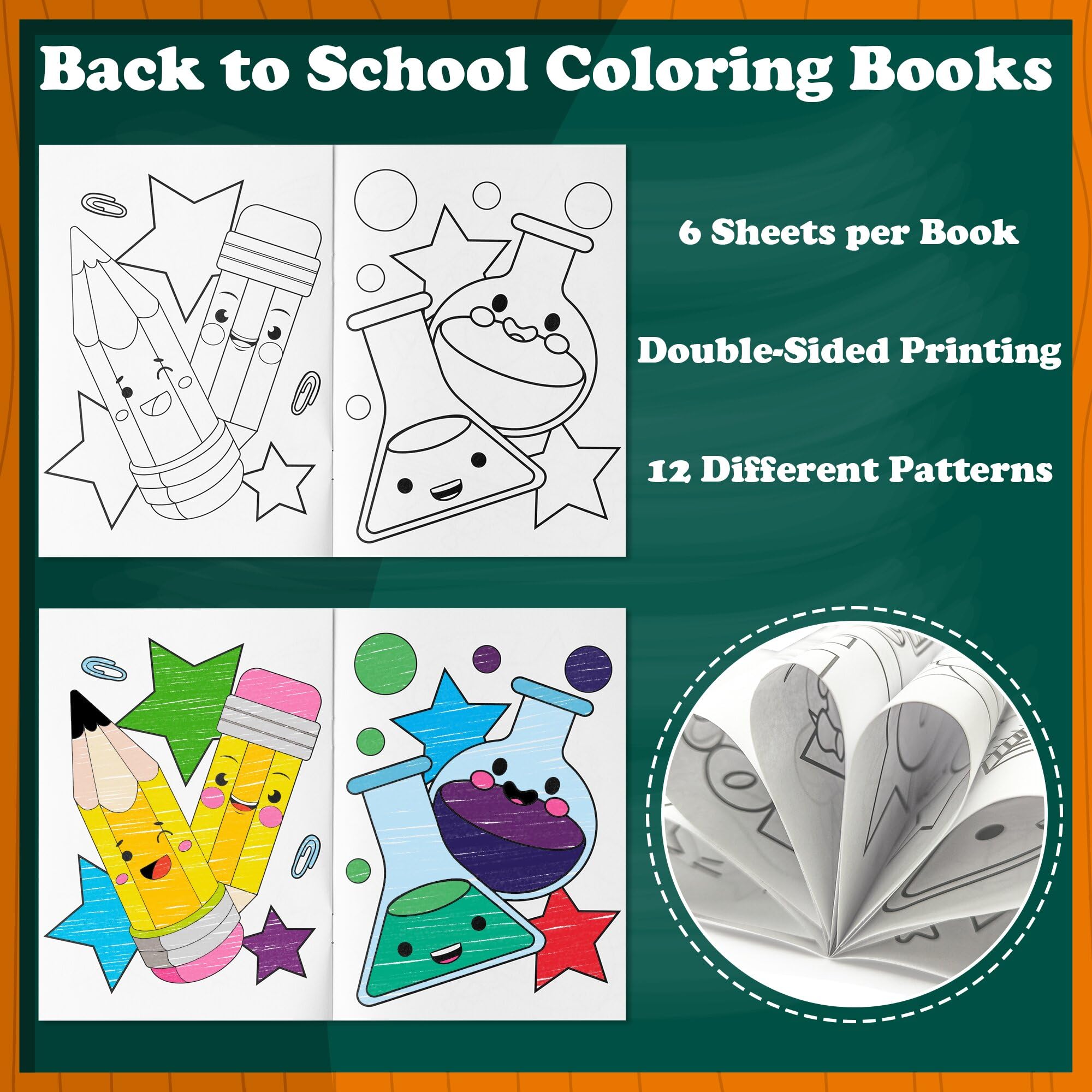 24Pcs Back to School Coloring Books for Kids - DIY First Day of School Activity with Cute Patterns, Pencil & Schoolbag Designs | Classroom Rewards, Party Favors & Art Supplies | Perfect for School Gifts, Birthday Parties & Creative Learning Activities