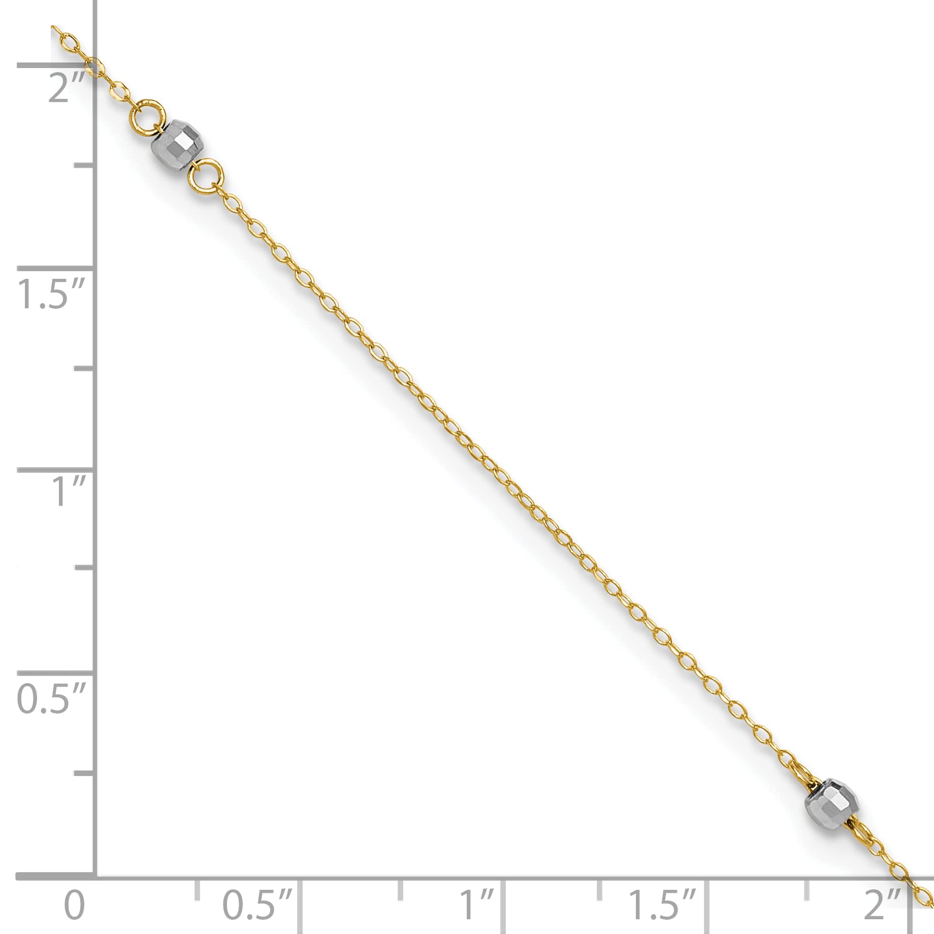 14K Gold Two-Tone Mirror Bead Anklet with 1 Inch Extension - Elegant Adjustable Ankle Bracelet for Women, Perfect for Beach, Summer Outfits & Special Occasions