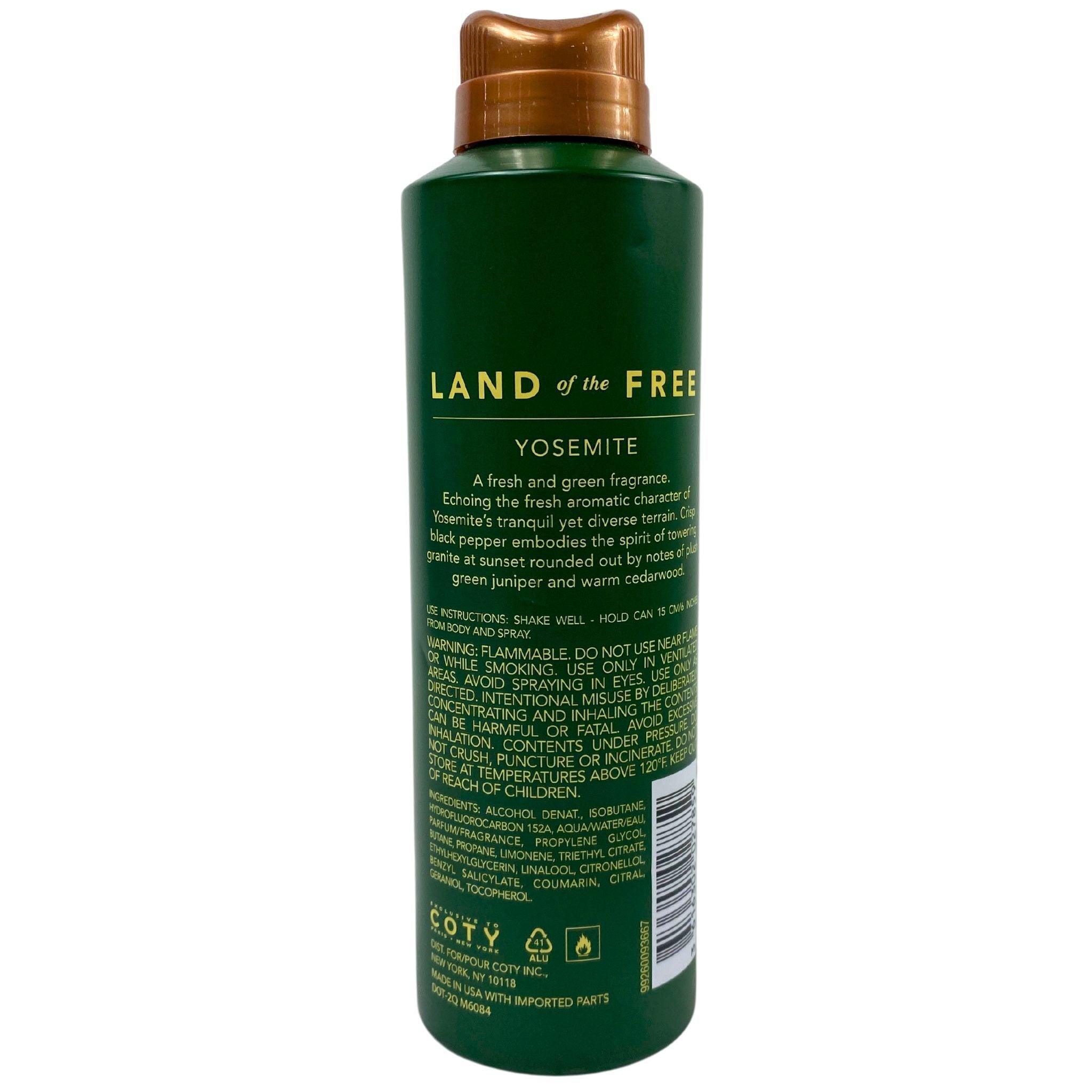 Land Of The Free Yosemite Fresh & Green Deodorizing Body Spray 6oz (45 Pack) - Natural Odor Control for Men & Women, Perfect for Gym, Travel, and Outdoor Activities