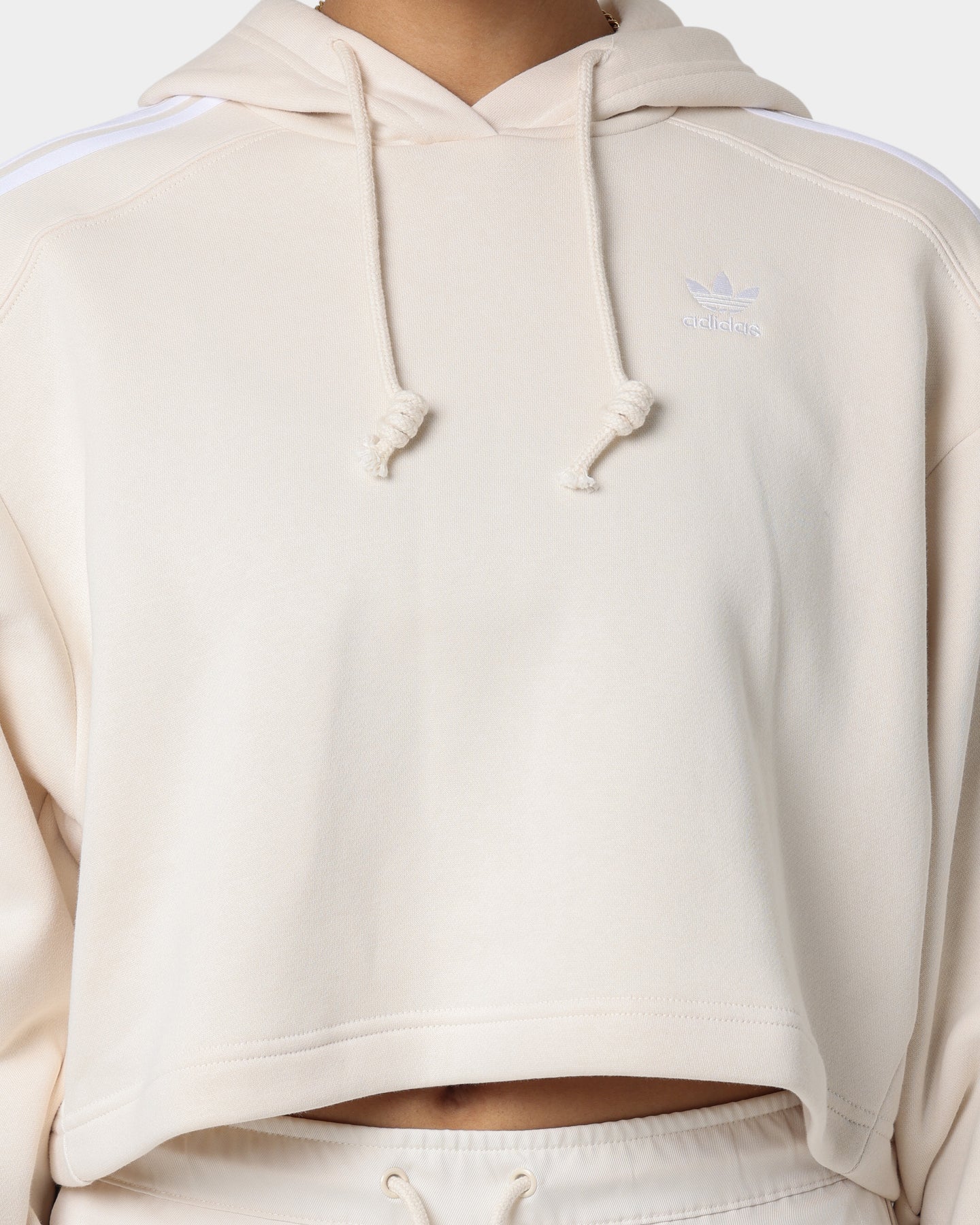 Adidas Women's Short Hoodie - Wonder White | Lightweight Athletic Pullover for Running, Gym & Casual Wear