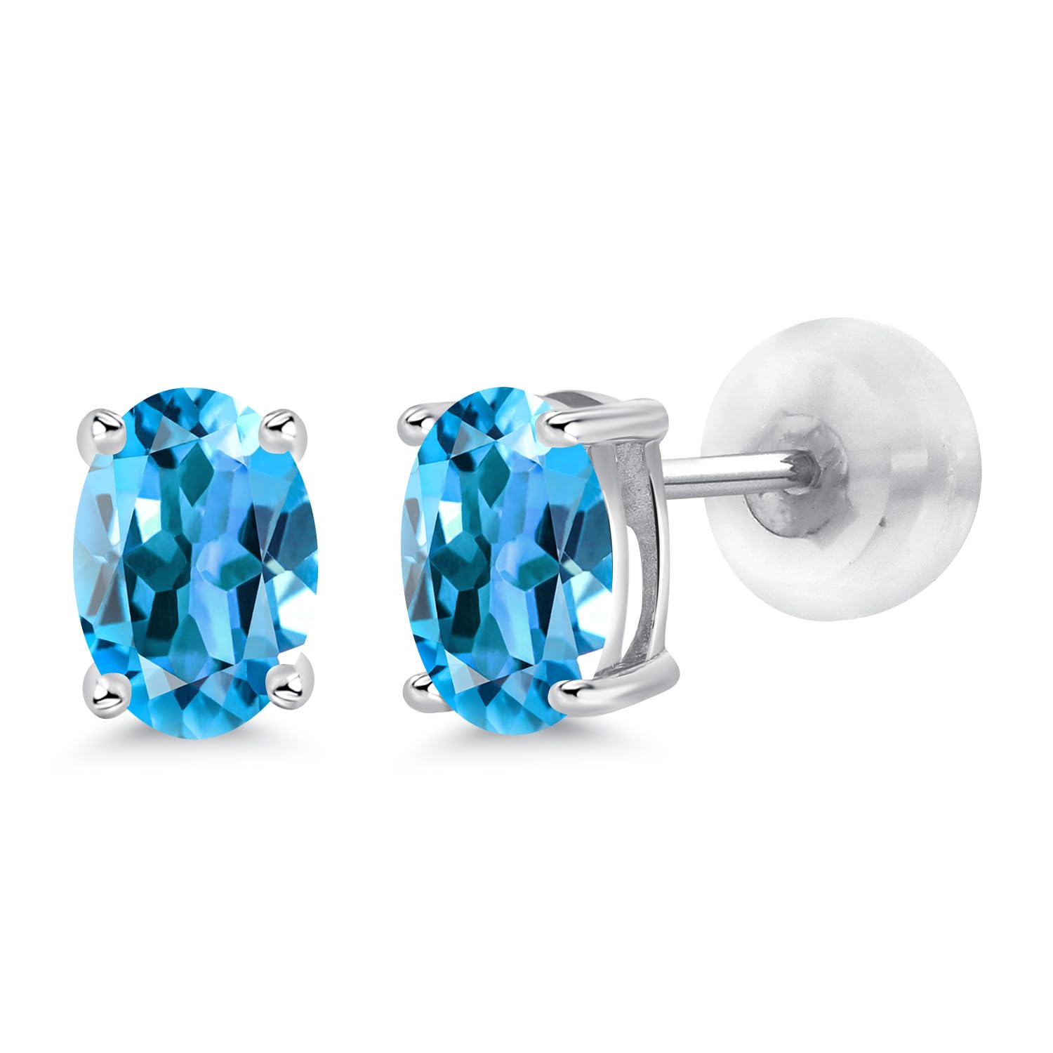 14K Gold Oval Birthstone Stud Earrings for Women & Men | 6x4mm Gemstone Jewelry | Perfect Gift for Mom, Wife, Her | Elegant Everyday & Special Occasion Wear