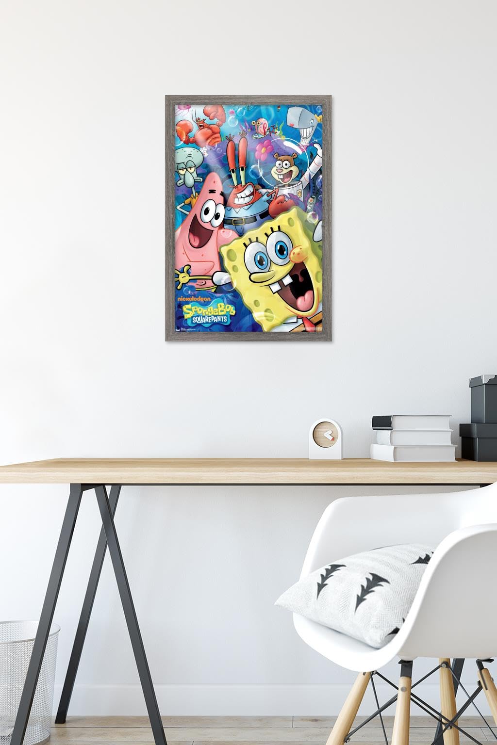 Trends International Nickelodeon Spongebob Joy Wall Poster - 14.725 x 22.375 Inches Barnwood Framed Version - Perfect for Kids' Room Decor, Playroom Wall Art & Spongebob Fan Gifts