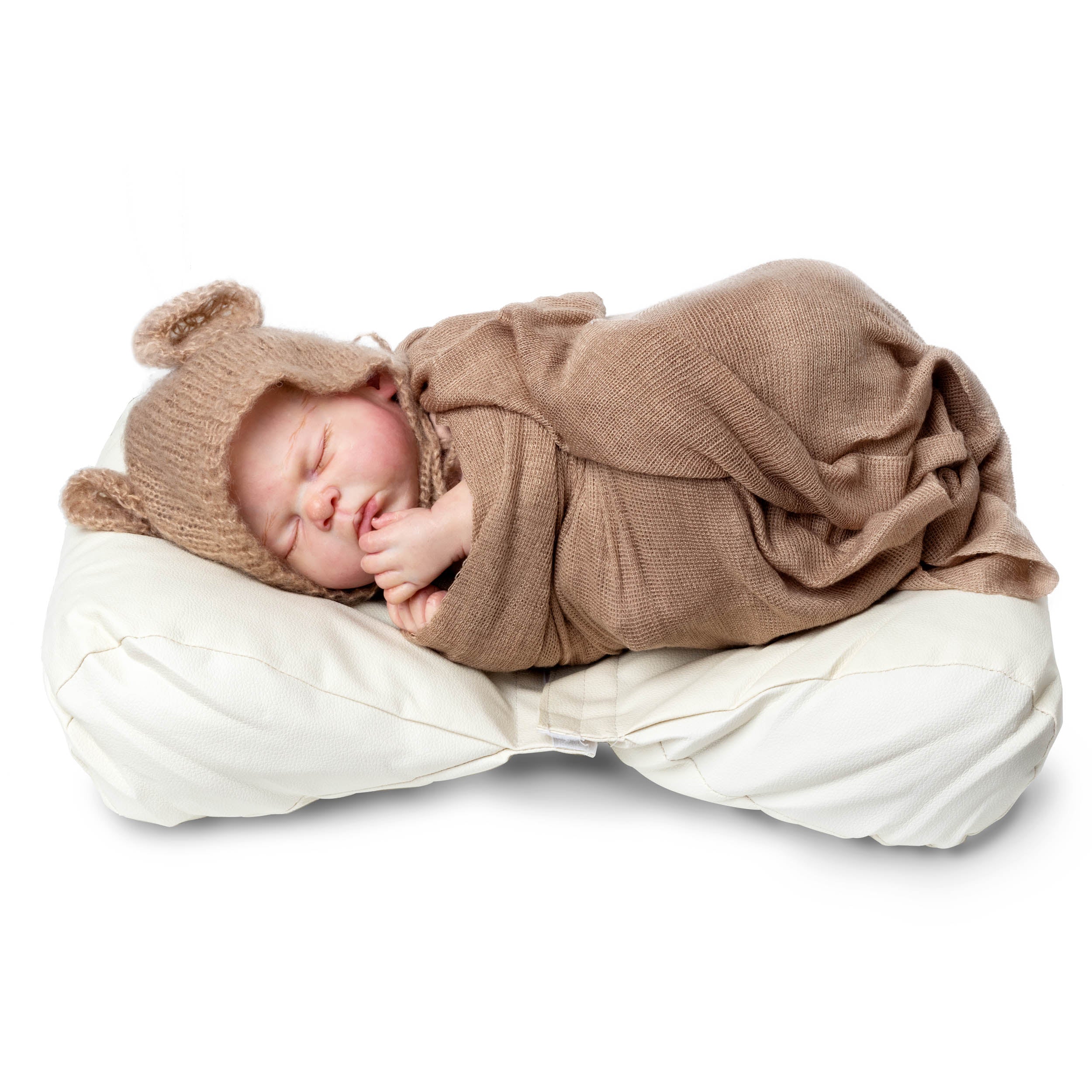 White Faux Leather Butterfly Baby Posing Pillow - Newborn Photography Prop, Infant Support Cushion for Photo Shoots, Nursery Decor & Gift Ideas