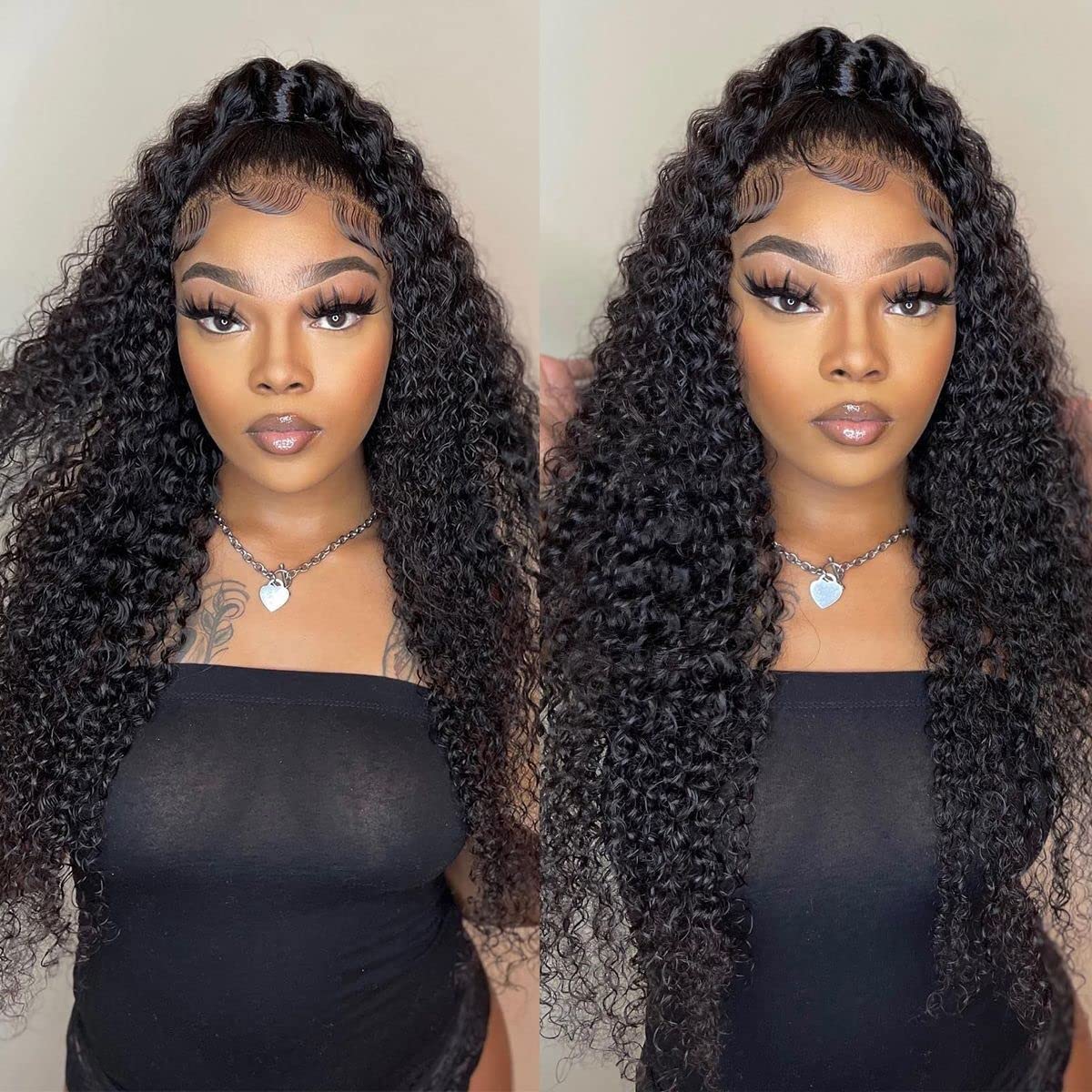 Larima 13x4 HD Lace Front Wig - 180% Density Kinky Curly Human Hair Wig for Black Women | Pre-Plucked with Baby Hair | 20 Inch Natural Color Virgin Hair | Glueless Wear & Go Wig | Perfect for Daily Wear, Special Occasions & Protective Styling