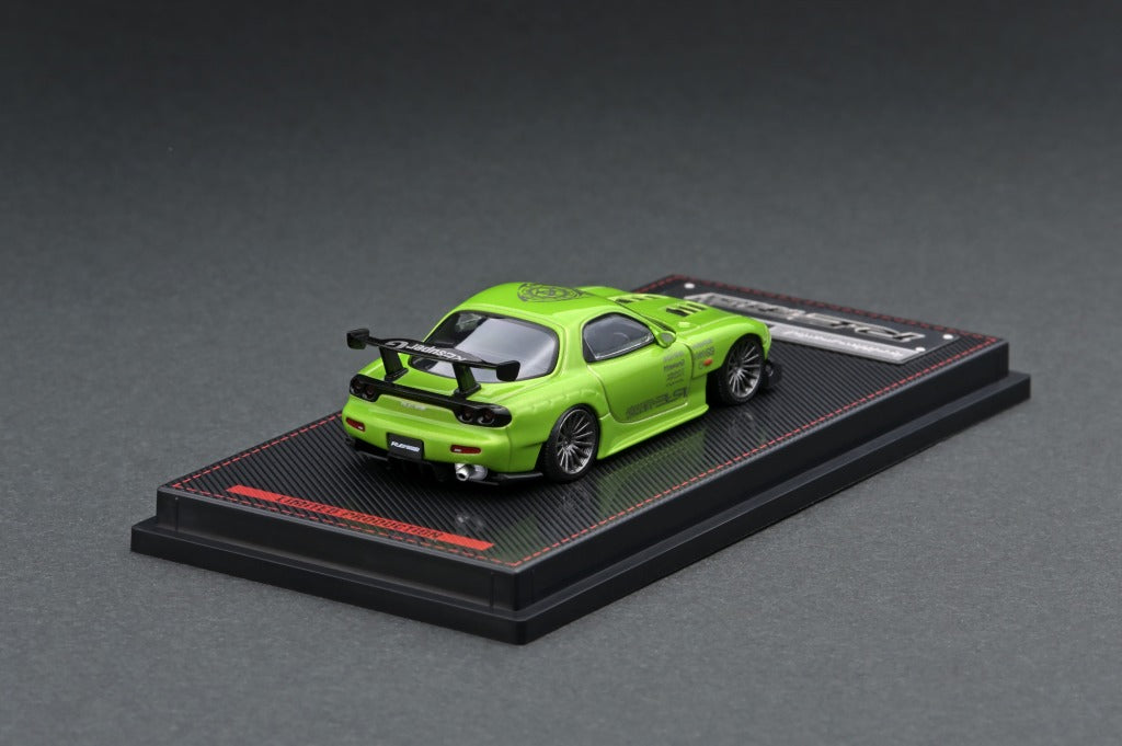 1/64 Scale Mazda RX-7 FD3S RE Amemiya Green Metallic Diecast Model Car - Collectible Toy for Display, Racing Enthusiasts & Japanese Car Fans