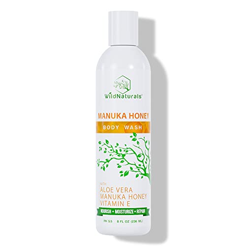 Vitamin E & Manuka Honey Moisturizing Body Wash for Dry Skin - Unscented Shower Gel with Aloe Vera as First Ingredient, Gentle Cleanser for Women & Men, All Skin Types - Hydrating Daily Shower Routine for Smooth, Healthy Skin