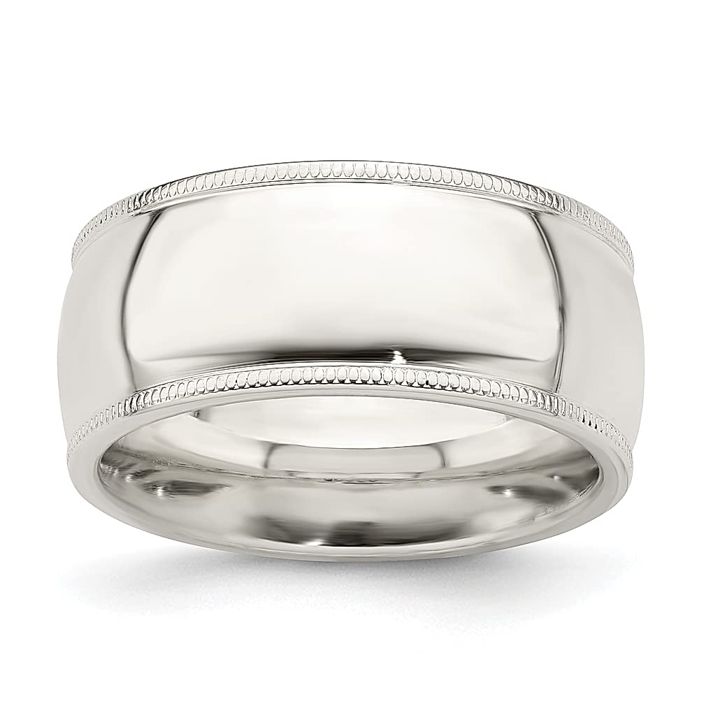 925 Sterling Silver 9mm Comfort Fit Half Round Milgrain Wedding Band Ring - Size 11.5 - Classic Fine Jewelry for Women - Perfect Gift for Her - Ideal for Anniversaries, Engagements & Everyday Wear
