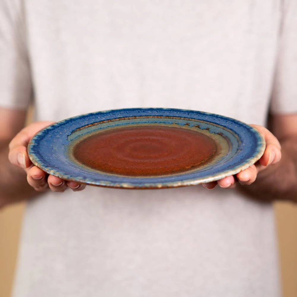Blanket Creek Pottery Amber Blue Ceramic Dinner Plate - Elegant Stoneware Dish for Dining, Entertaining & Home Decor