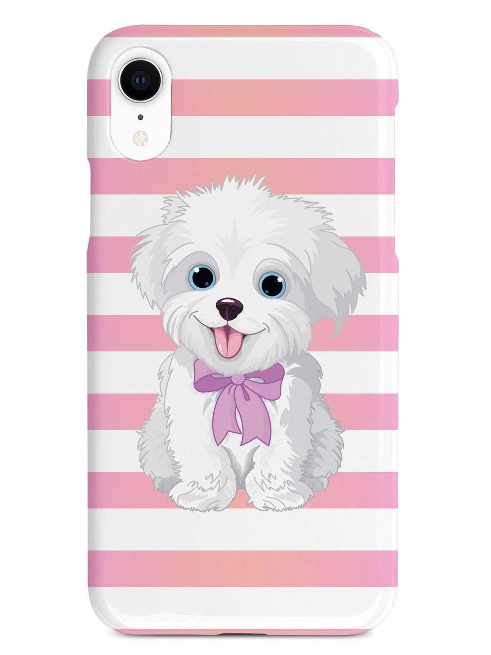 Cute Maltese Puppy Cartoon 3D Textured iPhone XR Case - Shockproof Protective Cover for Apple iPhone XR - Perfect for Everyday Use, Travel & Gift Giving