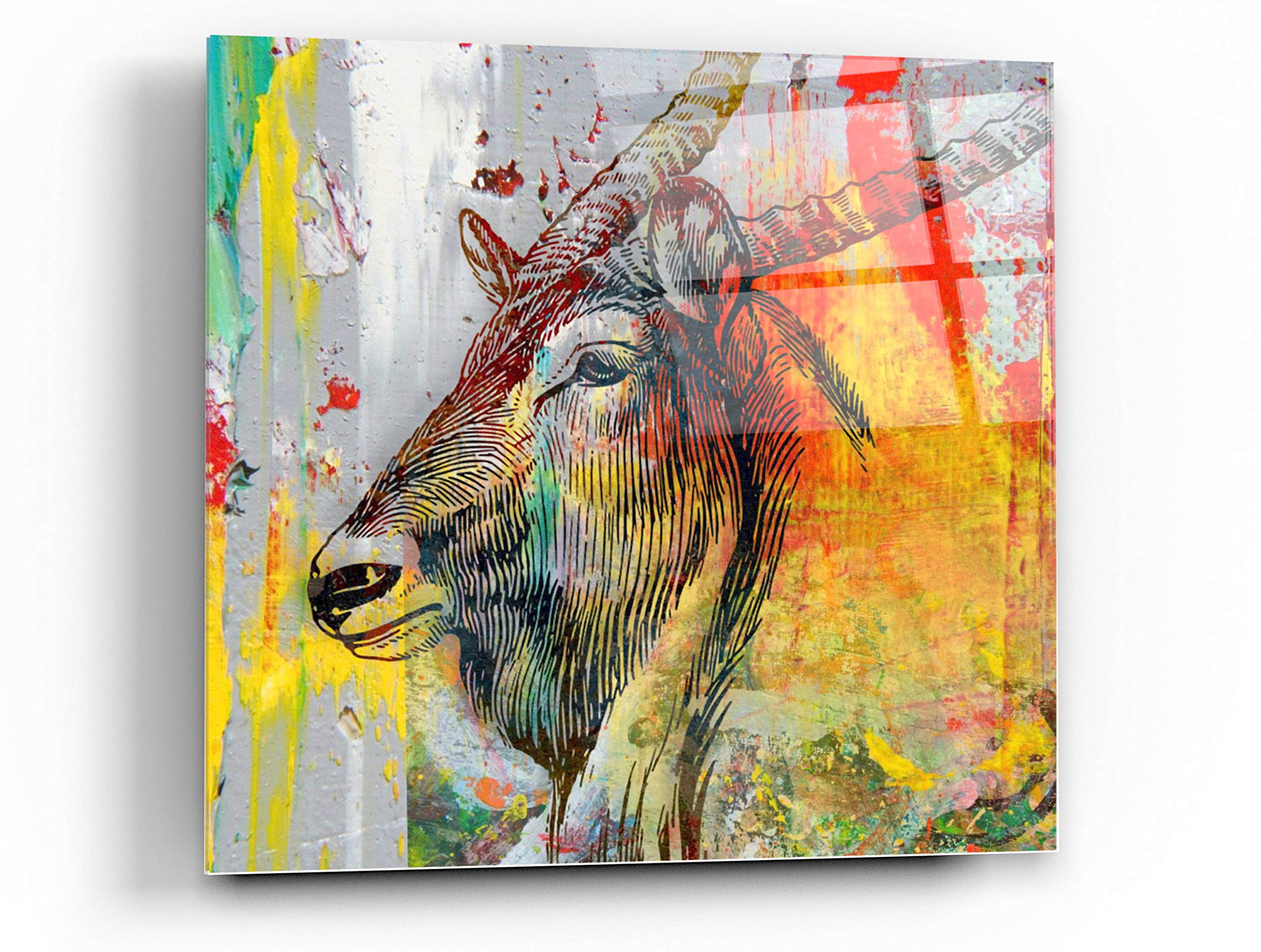 Karen Smith 'Arty Beast 1' Acrylic Glass Wall Art - 36x36 Inch Modern Abstract Painting for Living Room, Bedroom & Office Decor