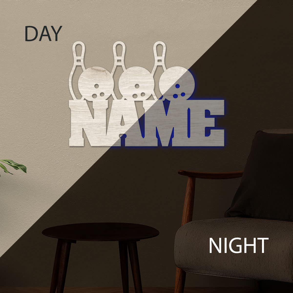 Personalized Bowling Night Light - Custom Name LED Wall Decor for Bedroom, Nursery & Game Room - Perfect Gift for Bowling Fans & Home Decor Enthusiasts