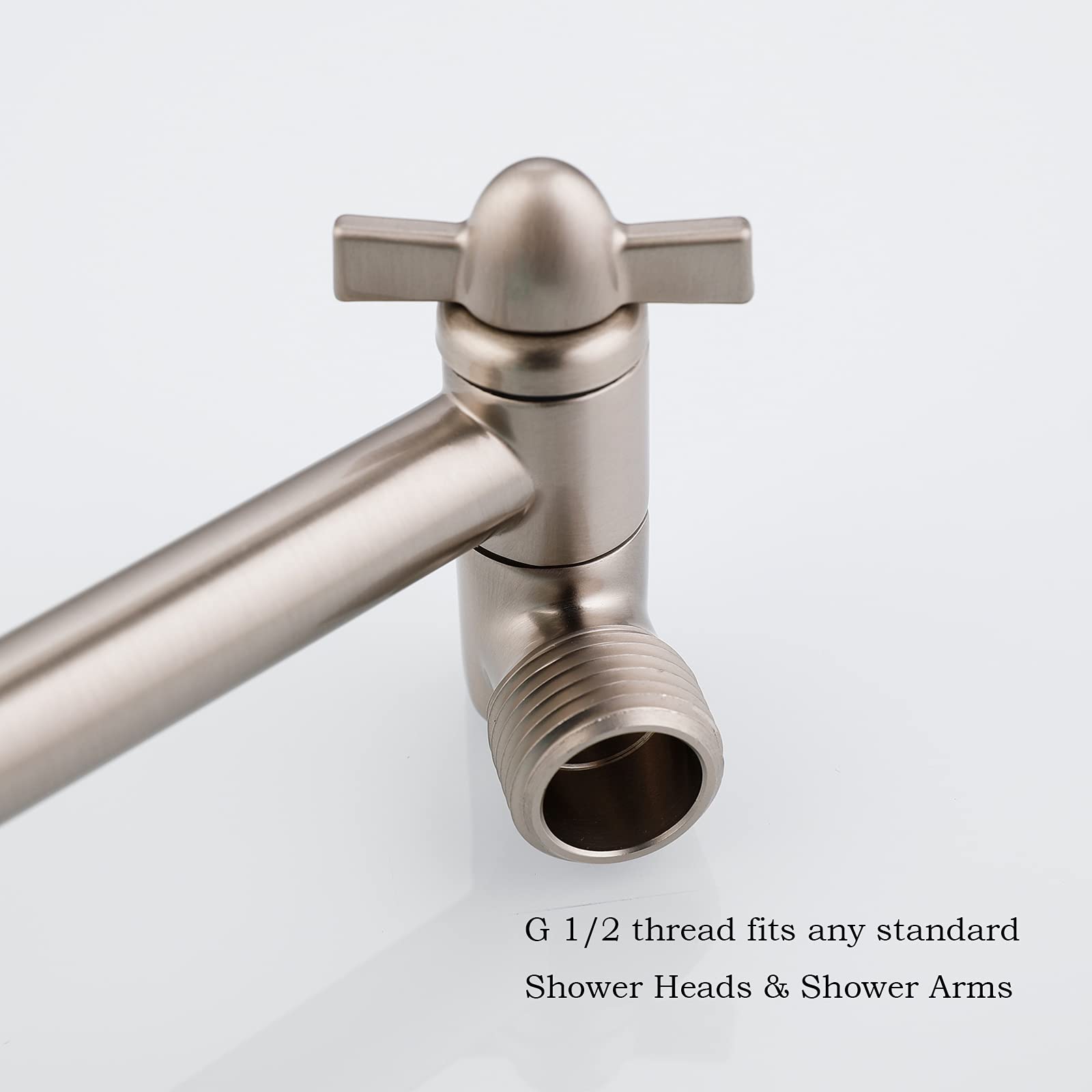 10 Inch Adjustable Shower Arm Extender - Universal Shower Head Extension with Brushed Nickel Finish | Perfect for Bathroom Renovation & Low-Ceiling Showers
