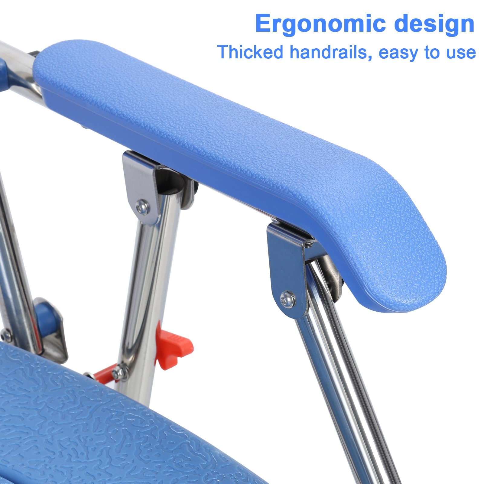 3-in-1 Shower Commode Wheelchair - Foldable Waterproof Rolling Toilet Chair with Armrests & Backrest - Portable Mobility Aid for Elderly & Disabled - Ideal for Bathroom Safety & Home Care Use