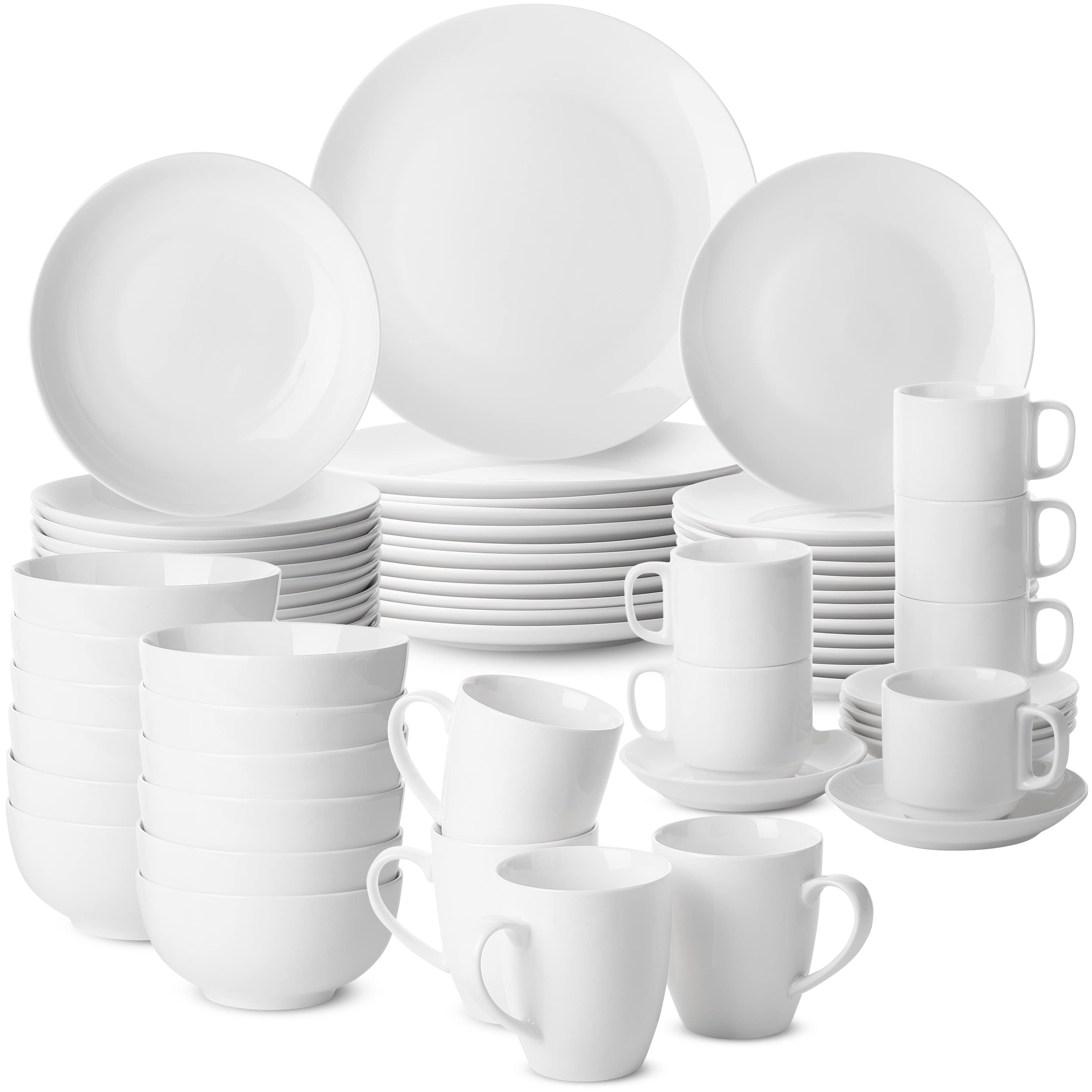 BTaT- 12-Pack 10.5 Inch White Porcelain Dinner Plates Set - Bulk Restaurant Dishes for Fine Dining, Catering & Home Entertaining
