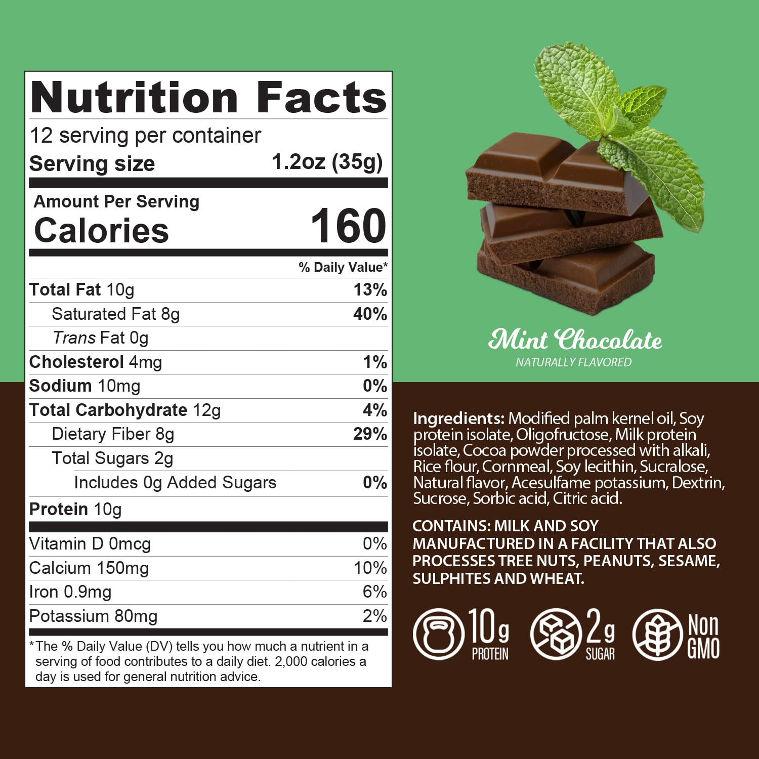 Genius Gourmet Protein Cookie Bites Mint Chocolate - 10g Protein, No Added Sugar, Low Carb, Non-GMO - Healthy Protein Desserts & Snacks for Adults & Kids - 12 Bags - Perfect for Post-Workout, School Lunch & On-the-Go Snacking