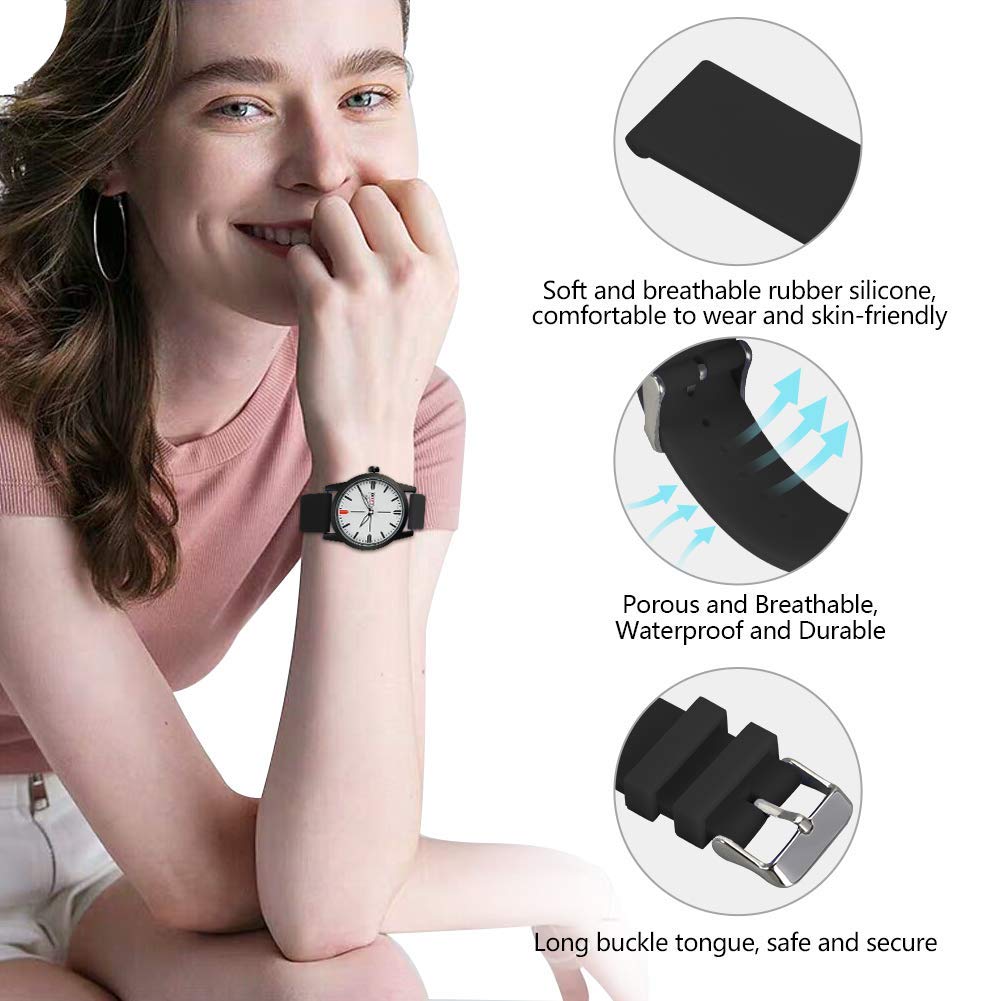Premium Silicone Watch Band Strap - Soft, Durable & Comfortable with Stainless Steel Buckle - Perfect for Apple Watch, Samsung Galaxy & Fitness Trackers - Ideal for Workouts, Swimming & Everyday Wear