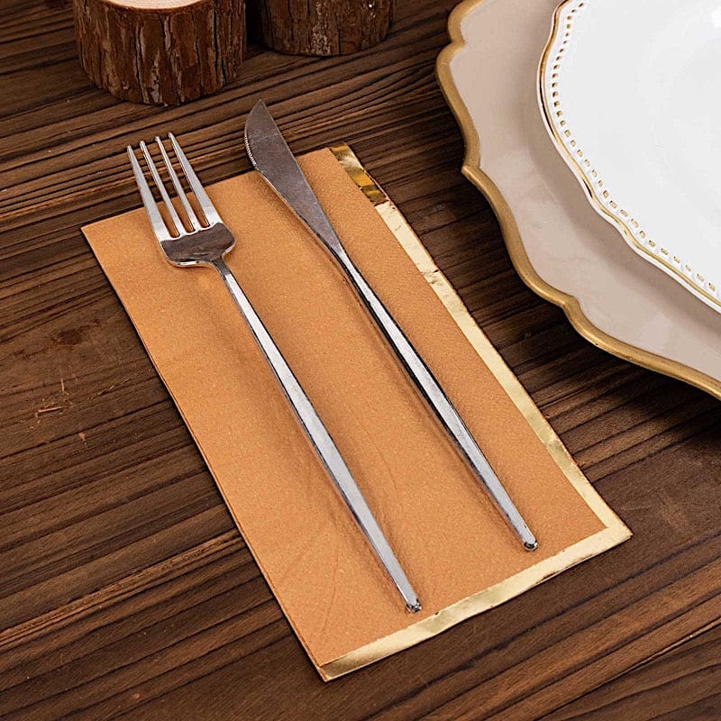 50 Premium Soft 2-Ply Dinner Napkins with Elegant Gold Foil Edge - Perfect for Weddings, Parties & Fine Dining Table Settings