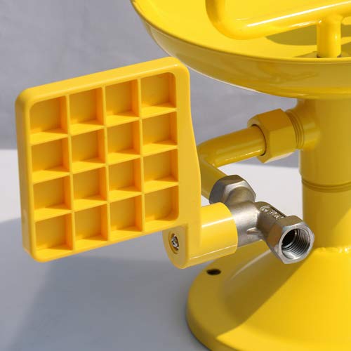 CGOLDENWALL Stainless Steel Emergency Eyewash Station - Dual Head Eye Washer & Face Shower for Lab, Industrial & Workplace Safety | Continuous Flow Design | ANSI Compliant (Yellow) | Perfect for Chemical Spills, First Aid & Safety Compliance