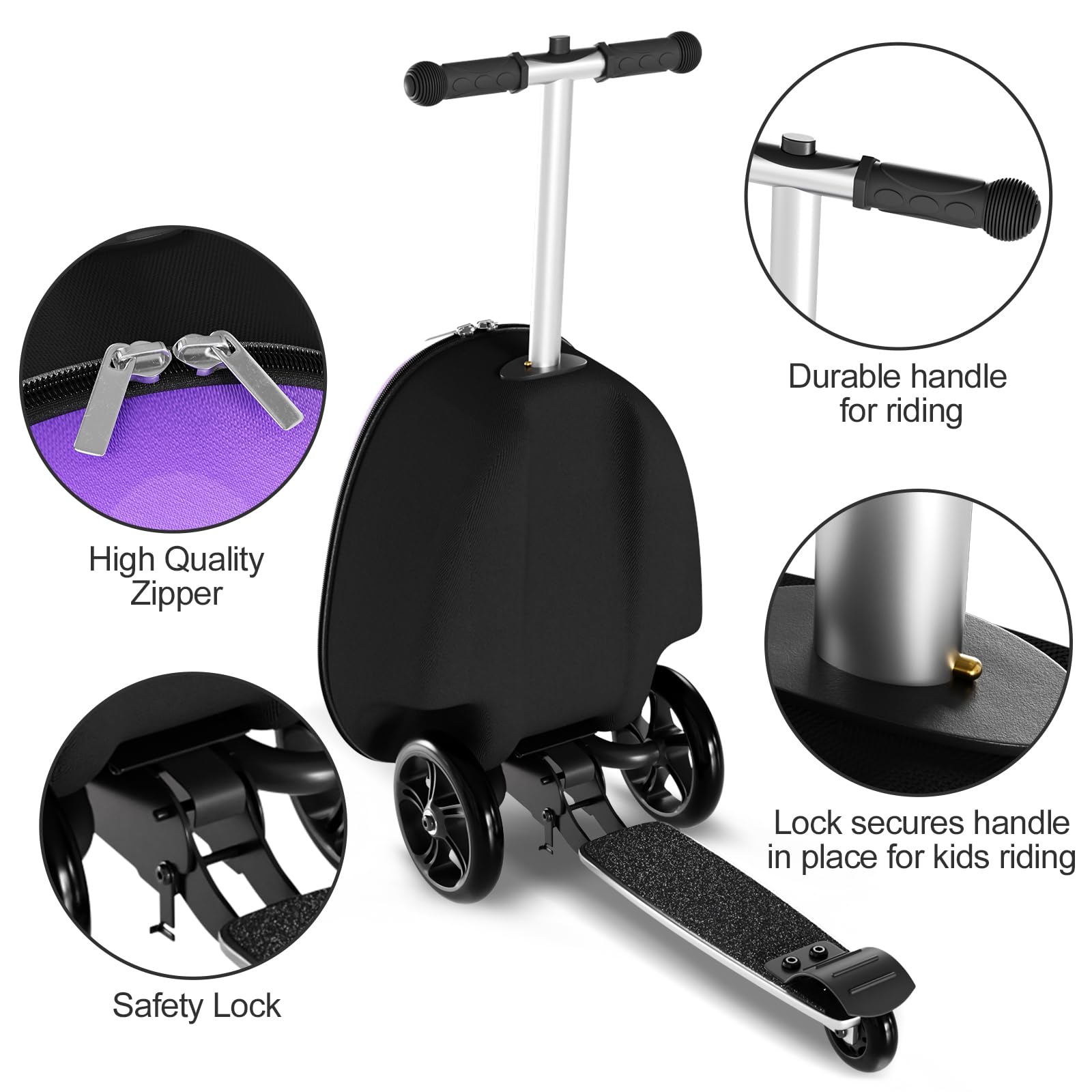 2-in-1 Kids Scooter Suitcase with LED Wheels - Ride-On Luggage for Travel, Shopping & Outdoor Adventures | Perfect for Airports, Malls & Family Vacations