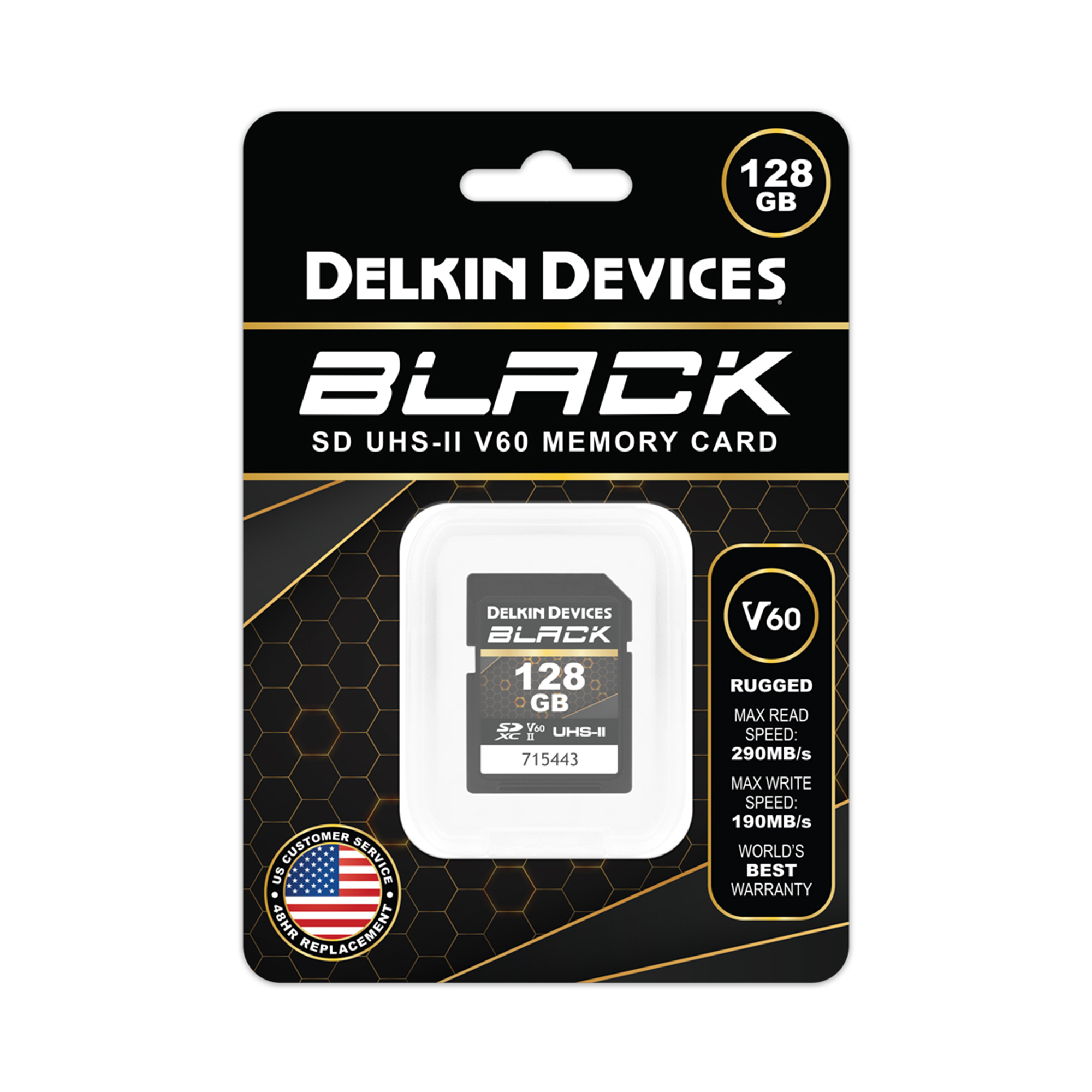 Delkin Devices 128GB UHS-II V60 SDXC Memory Card - High-Speed Performance for 4K Video & Professional Photography | Perfect for DSLR Cameras, Drones & Action Cameras