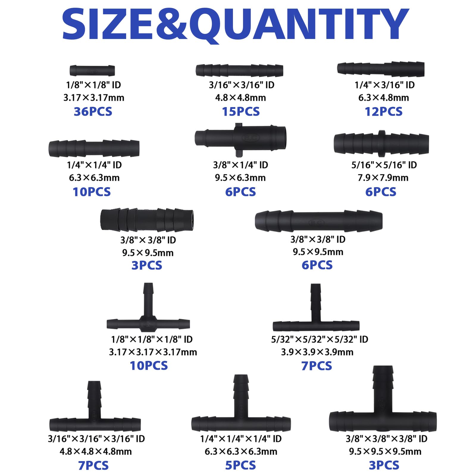 High Performance Automotive Silicone Vacuum Hose Kit - 6PCS 5FT (1/8