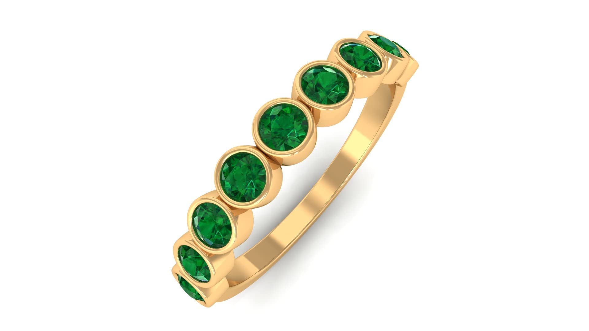 1/2 CT Emerald Half Eternity Ring - 14K Solid Gold May Birthstone Ring for Women | Elegant Gift for Anniversary, Engagement & Special Occasions