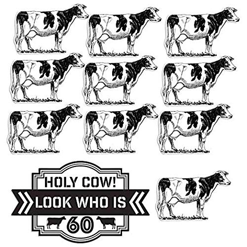 VictoryStore 60th Birthday Yard Decorations - 'Holy Cow! Look Who Is 60' Outdoor Party Set of 11 Signs with 12 Stakes | Perfect for Milestone Celebrations, Backyard Parties & Surprise Birthday Decor