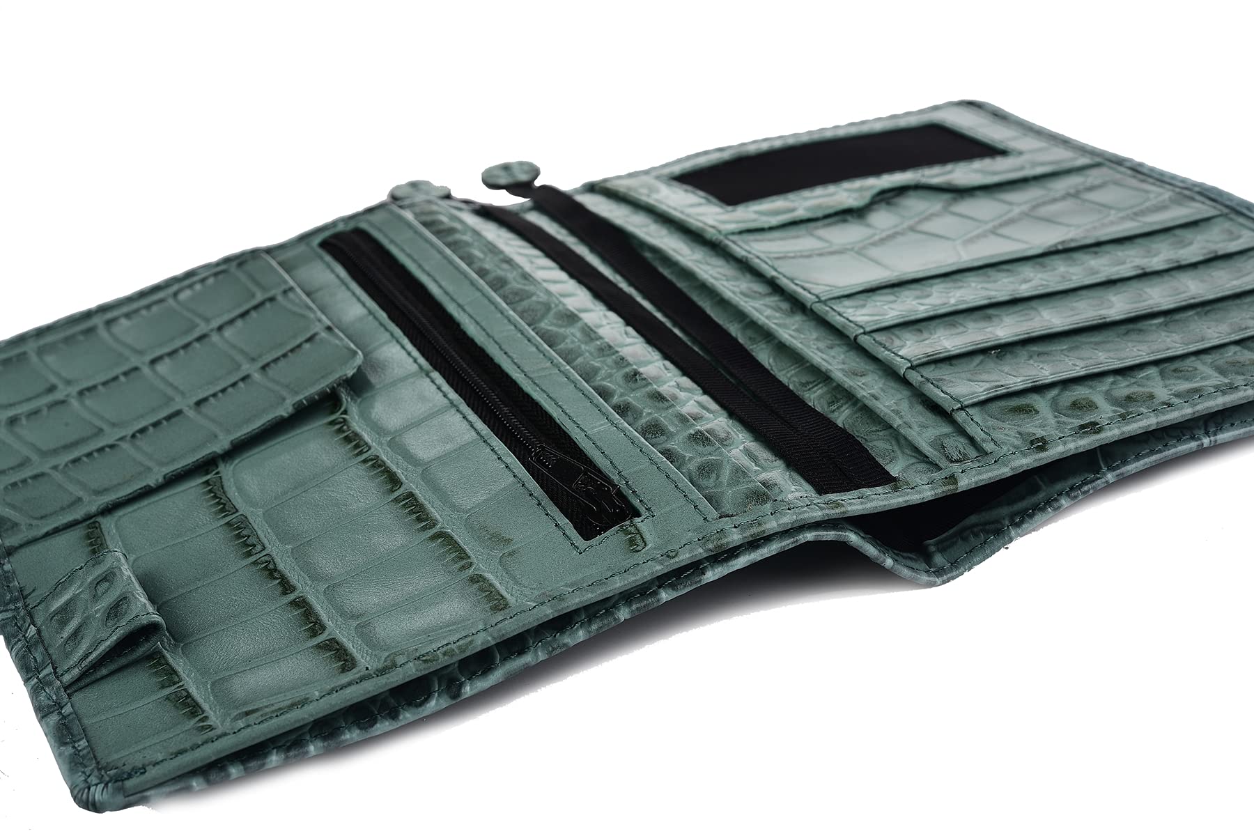 Premium Genuine Leather A6 Planner Cover with Pen Loop, Card Slots & Zipper Pockets - Personal Organizer for Moleskine, Filofax & Most A6 Notebooks (Crocodile Green) - Perfect for Work, School & Daily Planning