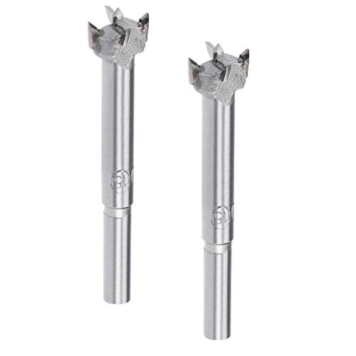 2-Piece 15mm Carbide Hinge Boring Forstner Drill Bit Set with 7mm Shank - Perfect for Woodworking, Cabinet Making, and Door Hinge Installation